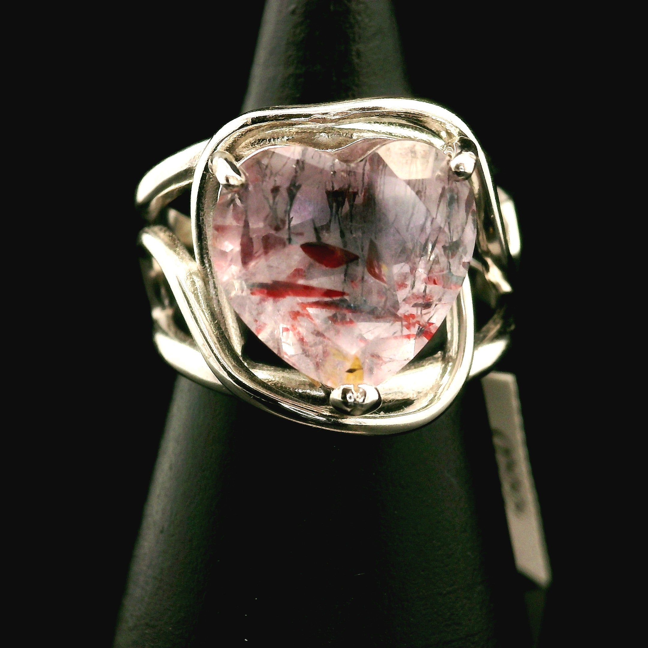 Super 7 Heart Cuff Ring .925 Silver (High Quality) for Awakening your Gifts and Creating your Dream Life