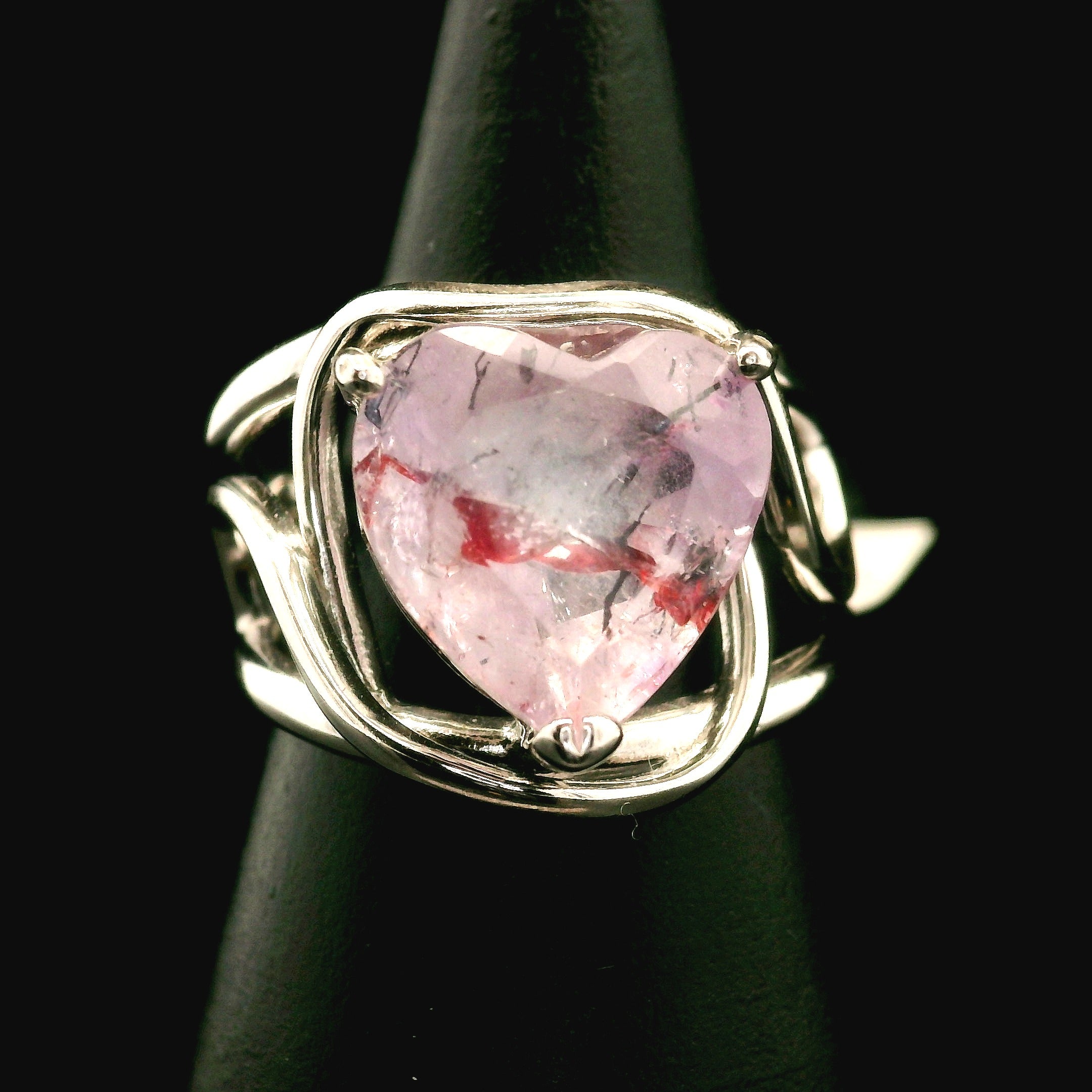 Super 7 Heart Cuff Ring .925 Silver (High Quality) for Awakening your Gifts and Creating your Dream Life