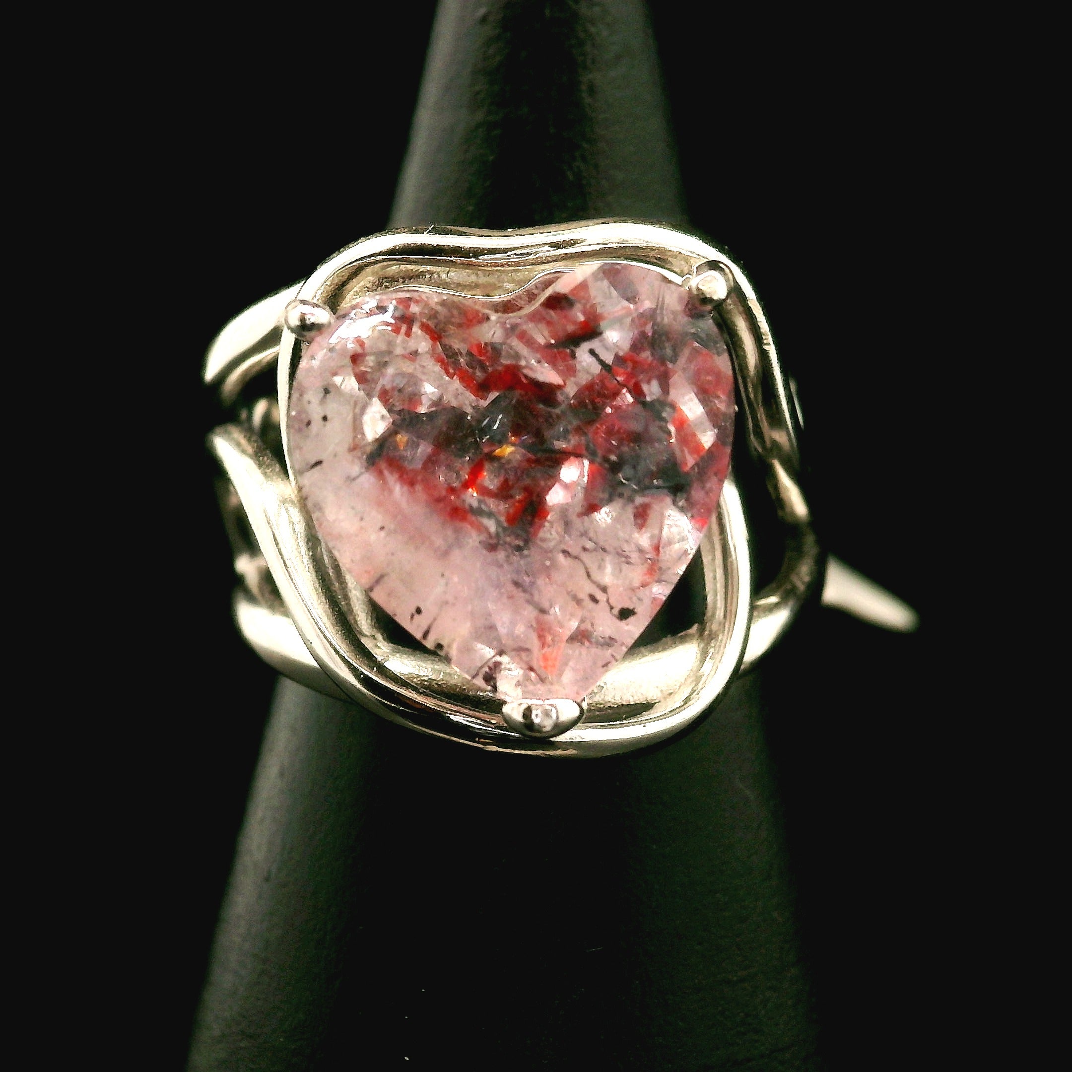 Super 7 Heart Cuff Ring .925 Silver (High Quality) for Awakening your Gifts and Creating your Dream Life