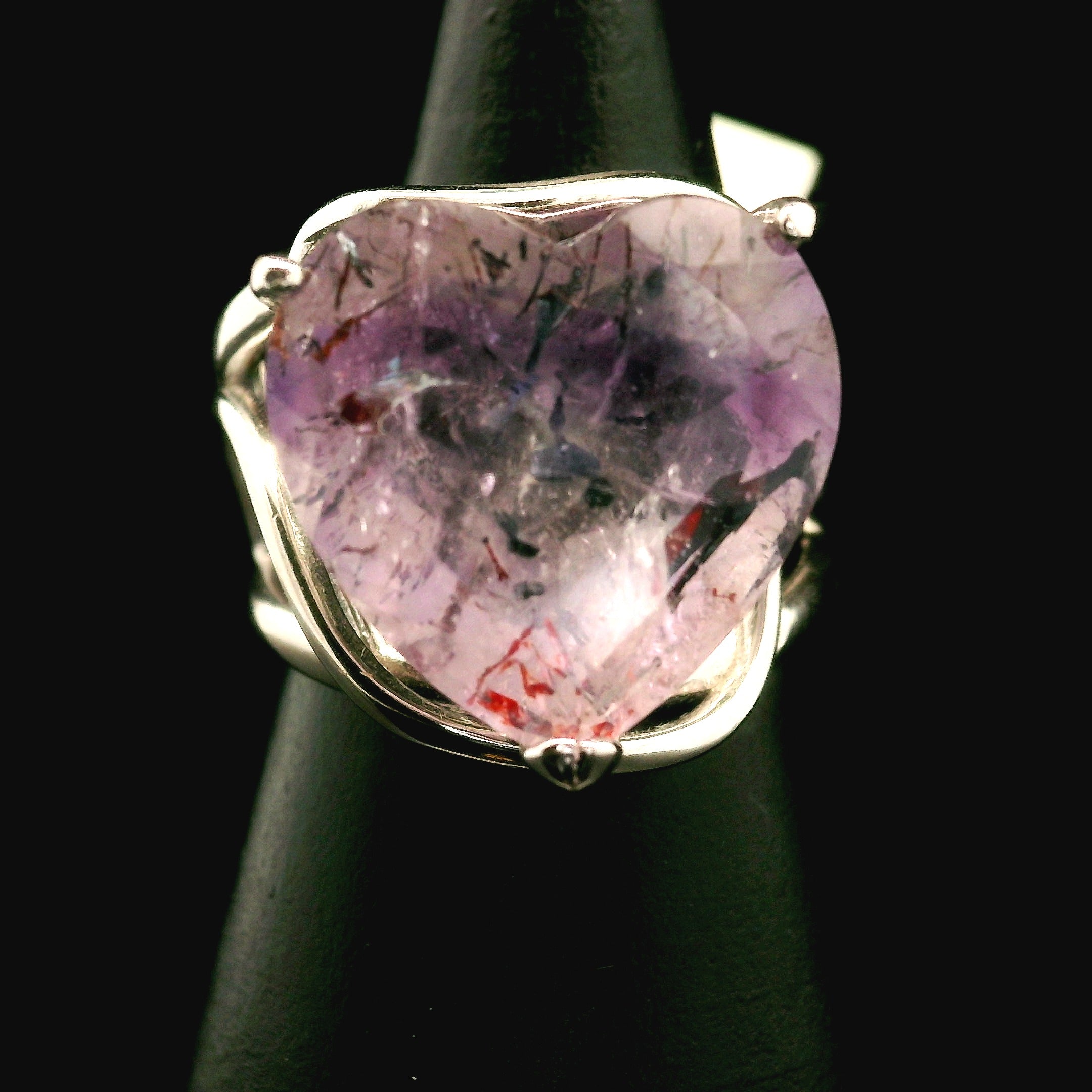 Super 7 Heart Cuff Ring .925 Silver (High Quality) for Awakening your Gifts and Creating your Dream Life