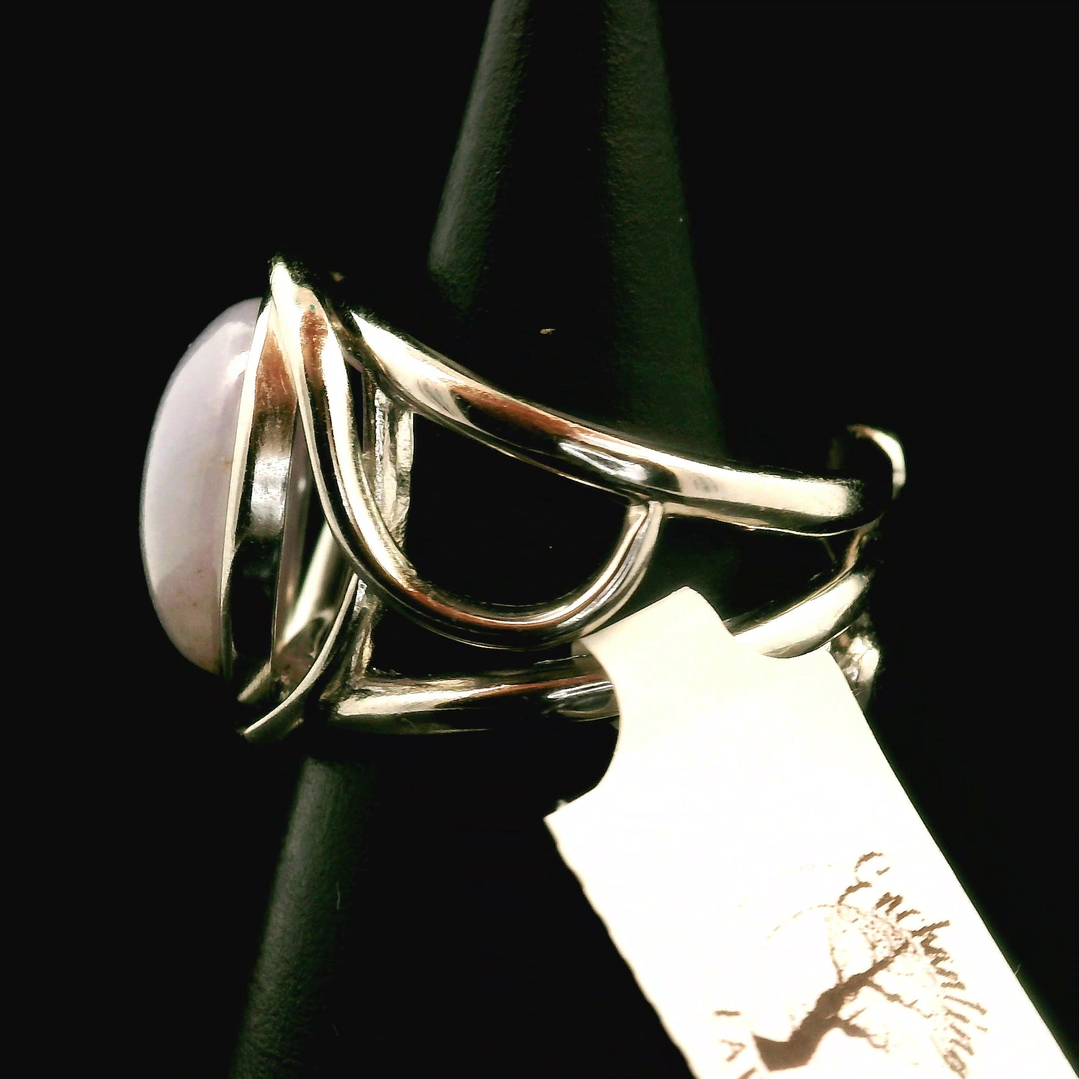 Lavender Jade Cuff Ring .925 Silver for Acceptance and Serenity