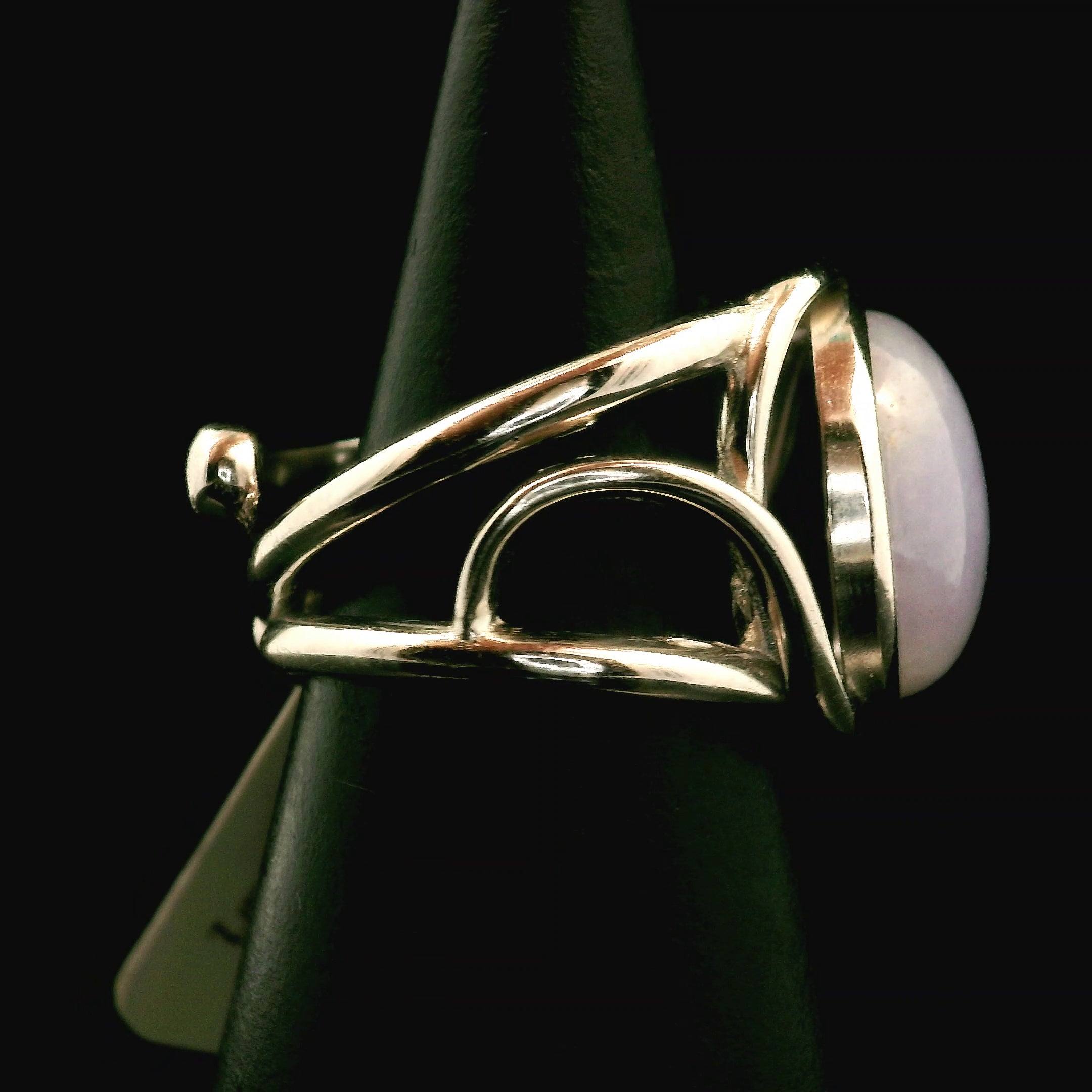 Lavender Jade Cuff Ring .925 Silver for Acceptance and Serenity