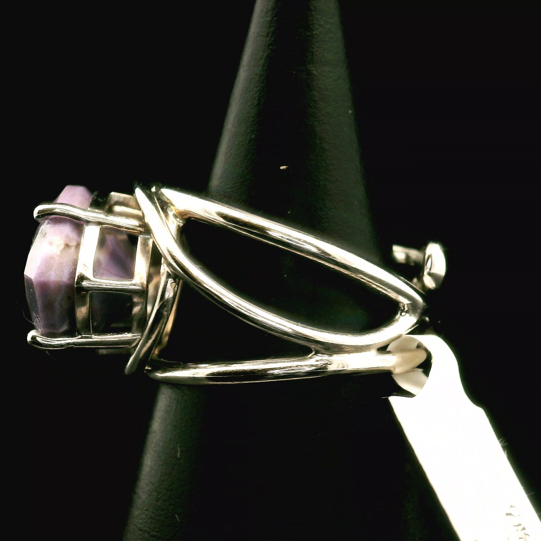 Lavender Jade Cuff Ring .925 Silver for Acceptance and Serenity