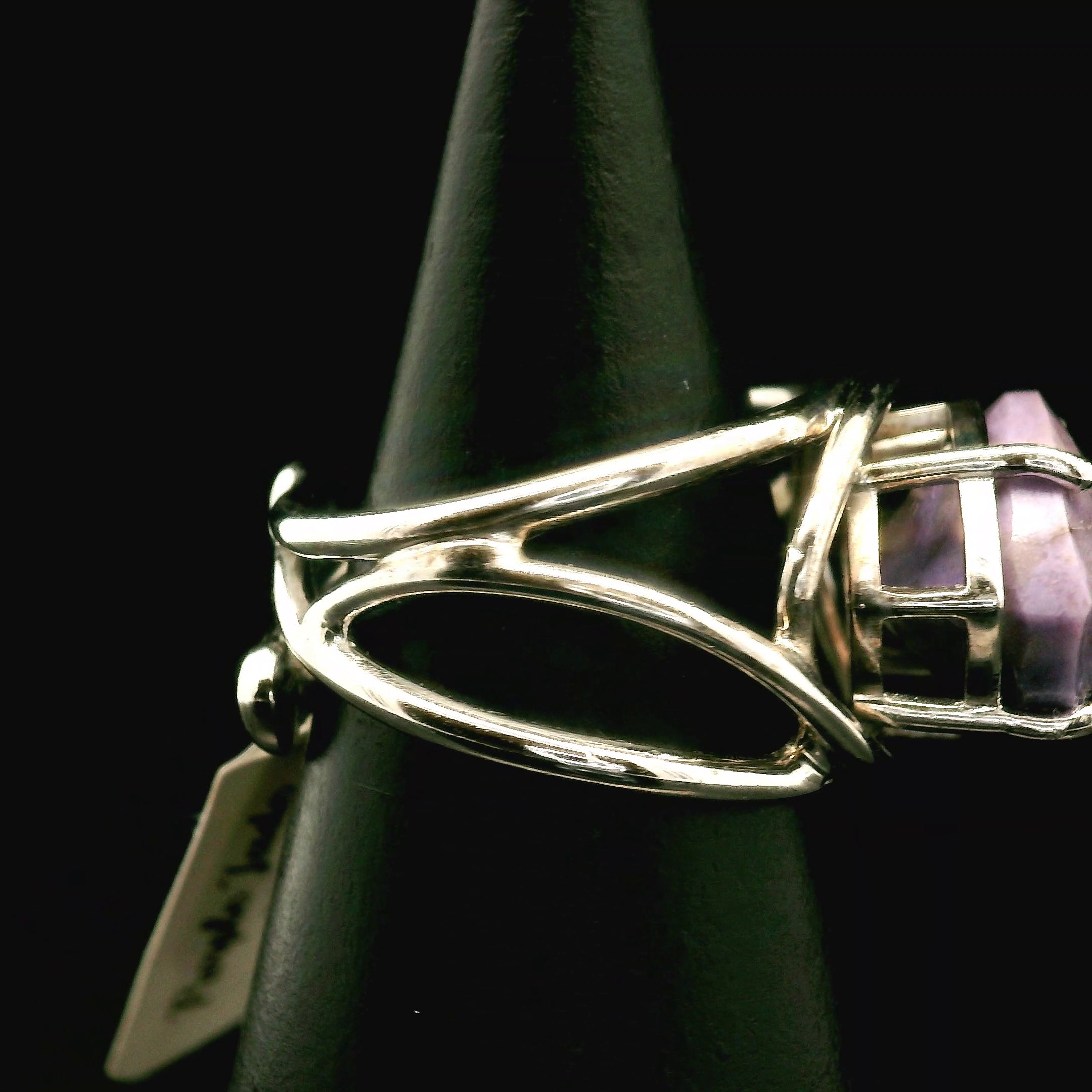 Lavender Jade Cuff Ring .925 Silver for Acceptance and Serenity