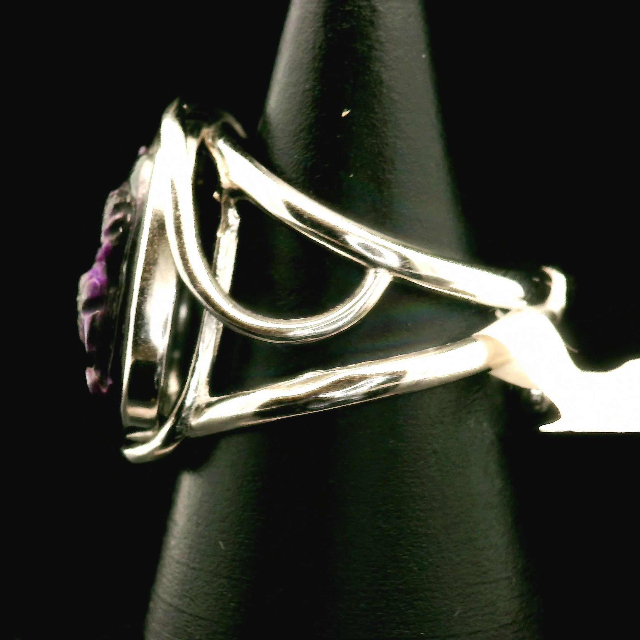 Sugilite Path of Enlightenment Cuff Ring .925 Silver for Enhancing Dreamwork and Discovery of Your Path