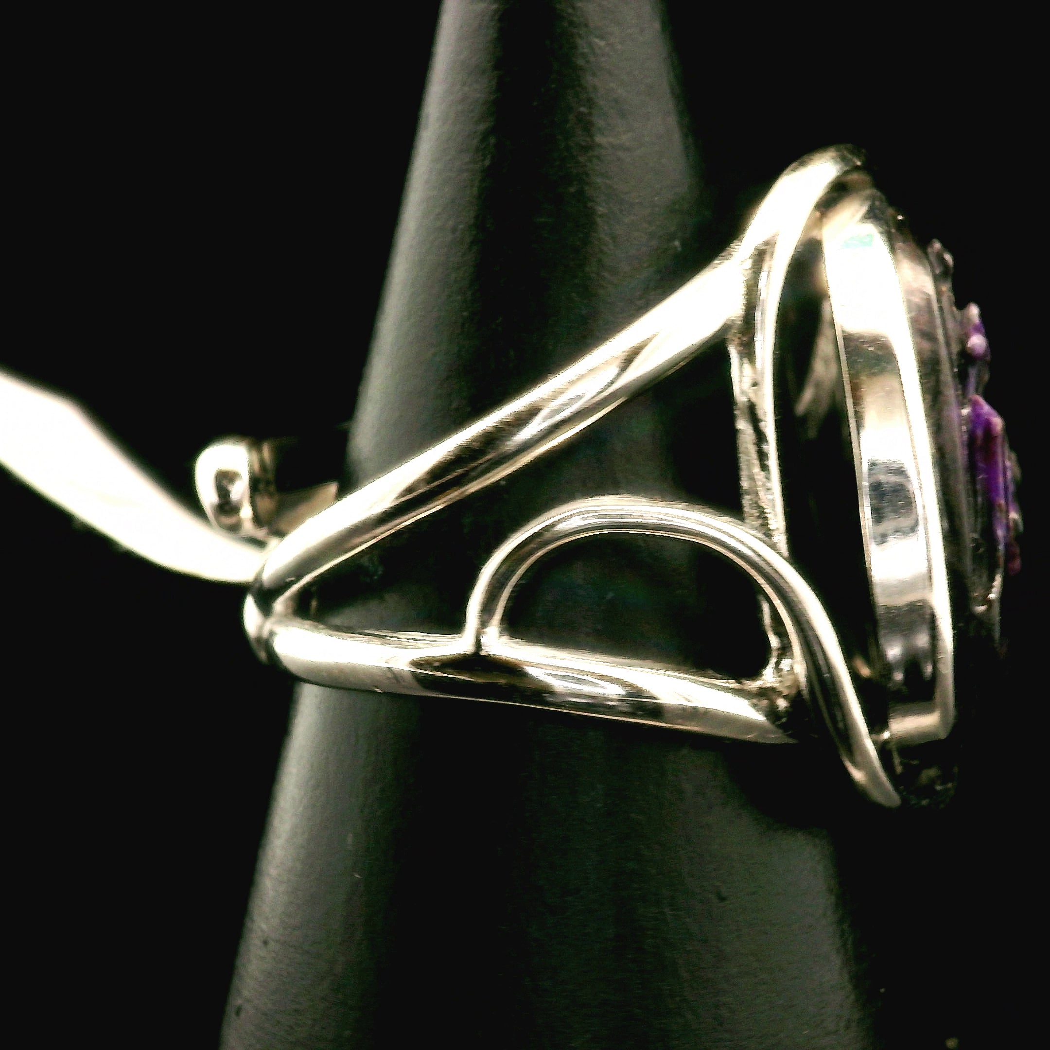 Sugilite Path of Enlightenment Cuff Ring .925 Silver for Enhancing Dreamwork and Discovery of Your Path