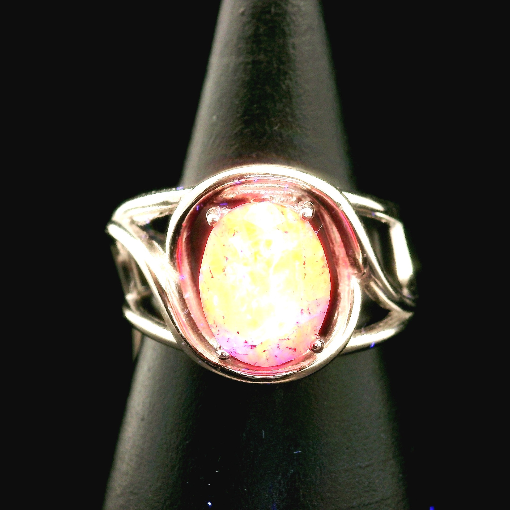 Hackmanite Cuff Ring .925 Silver for Spiritual Awakening