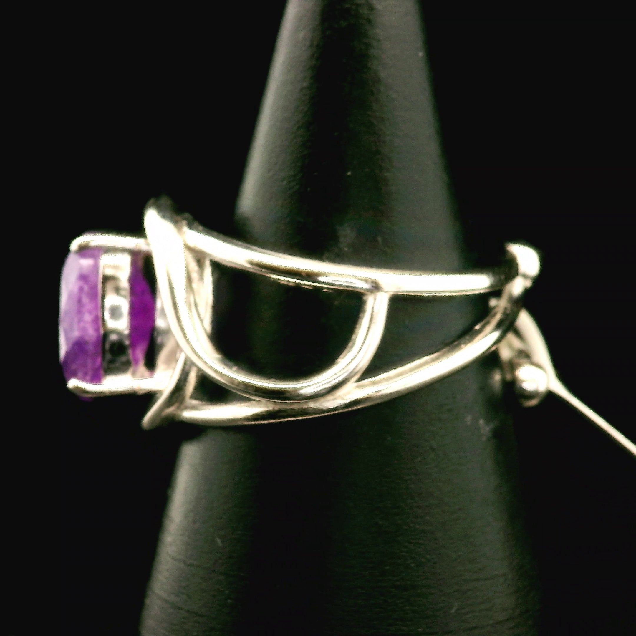 Hackmanite Cuff Ring .925 Silver for Spiritual Awakening