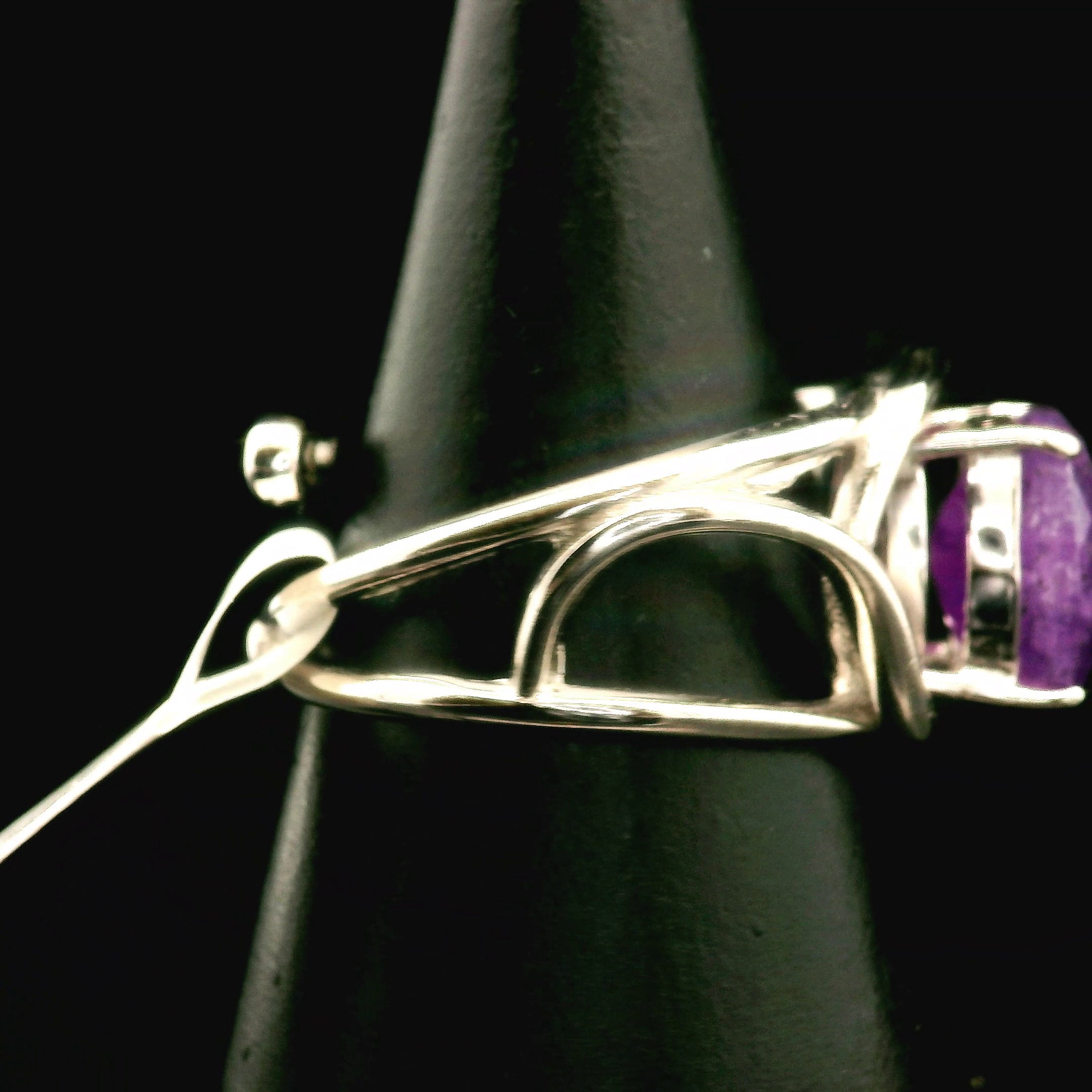 Hackmanite Cuff Ring .925 Silver for Spiritual Awakening