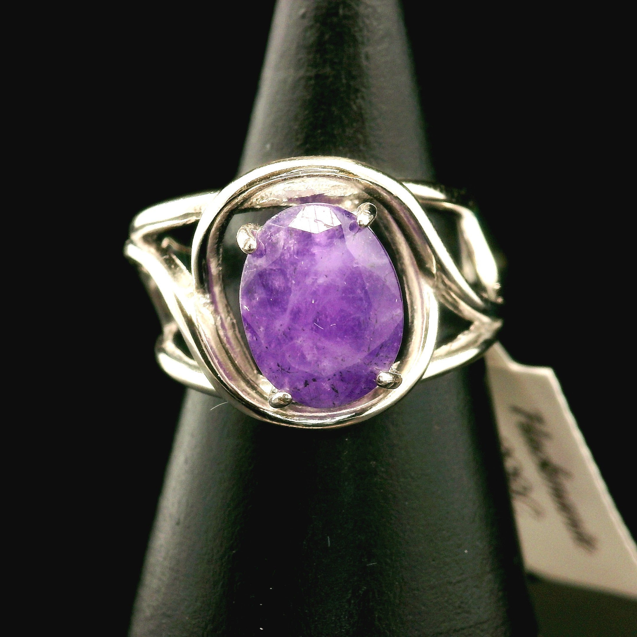 Hackmanite Cuff Ring .925 Silver for Spiritual Awakening