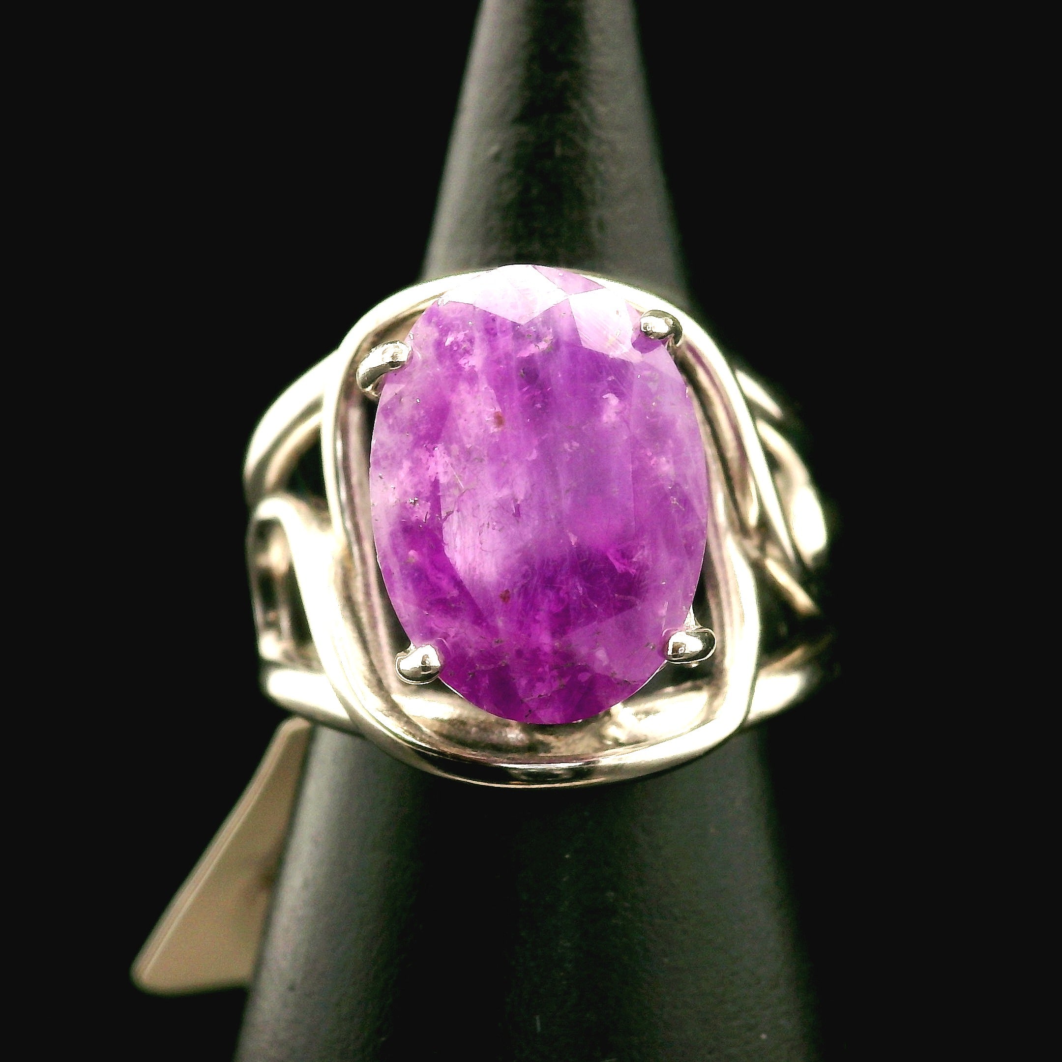 Hackmanite Cuff Ring .925 Silver for Spiritual Awakening