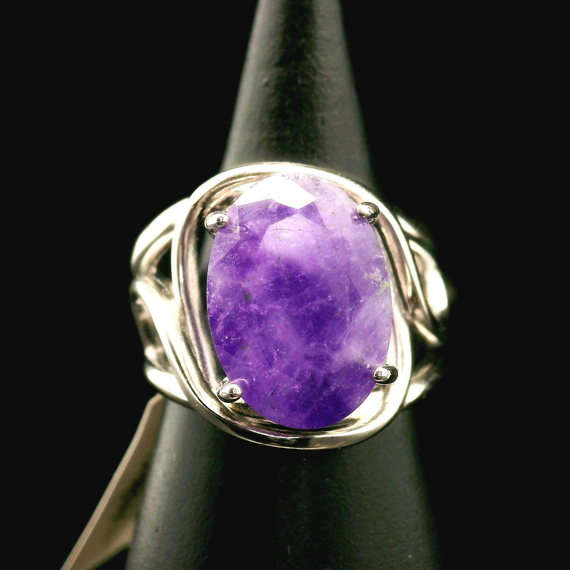 Hackmanite Cuff Ring .925 Silver for Spiritual Awakening