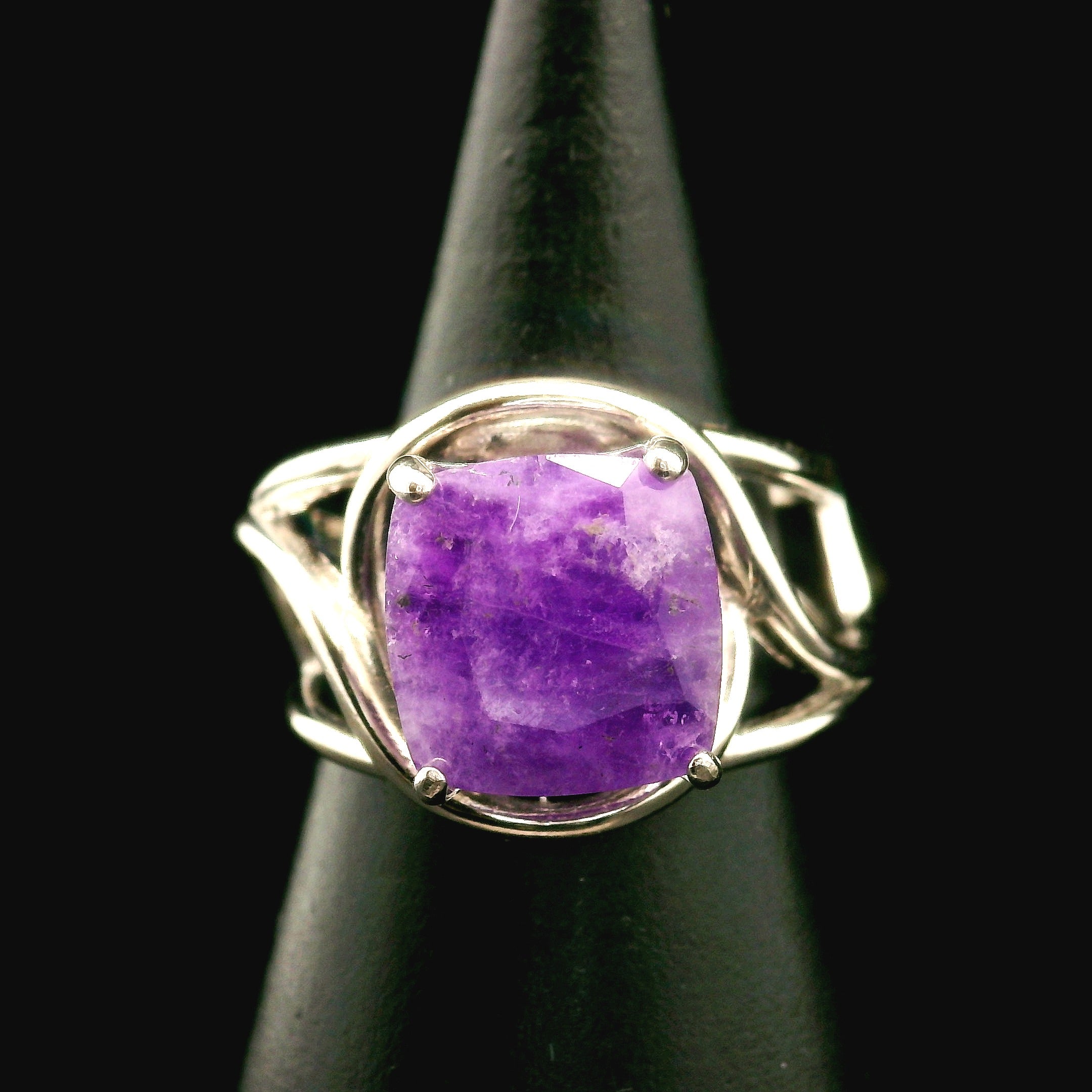 Hackmanite Cuff Ring .925 Silver for Spiritual Awakening