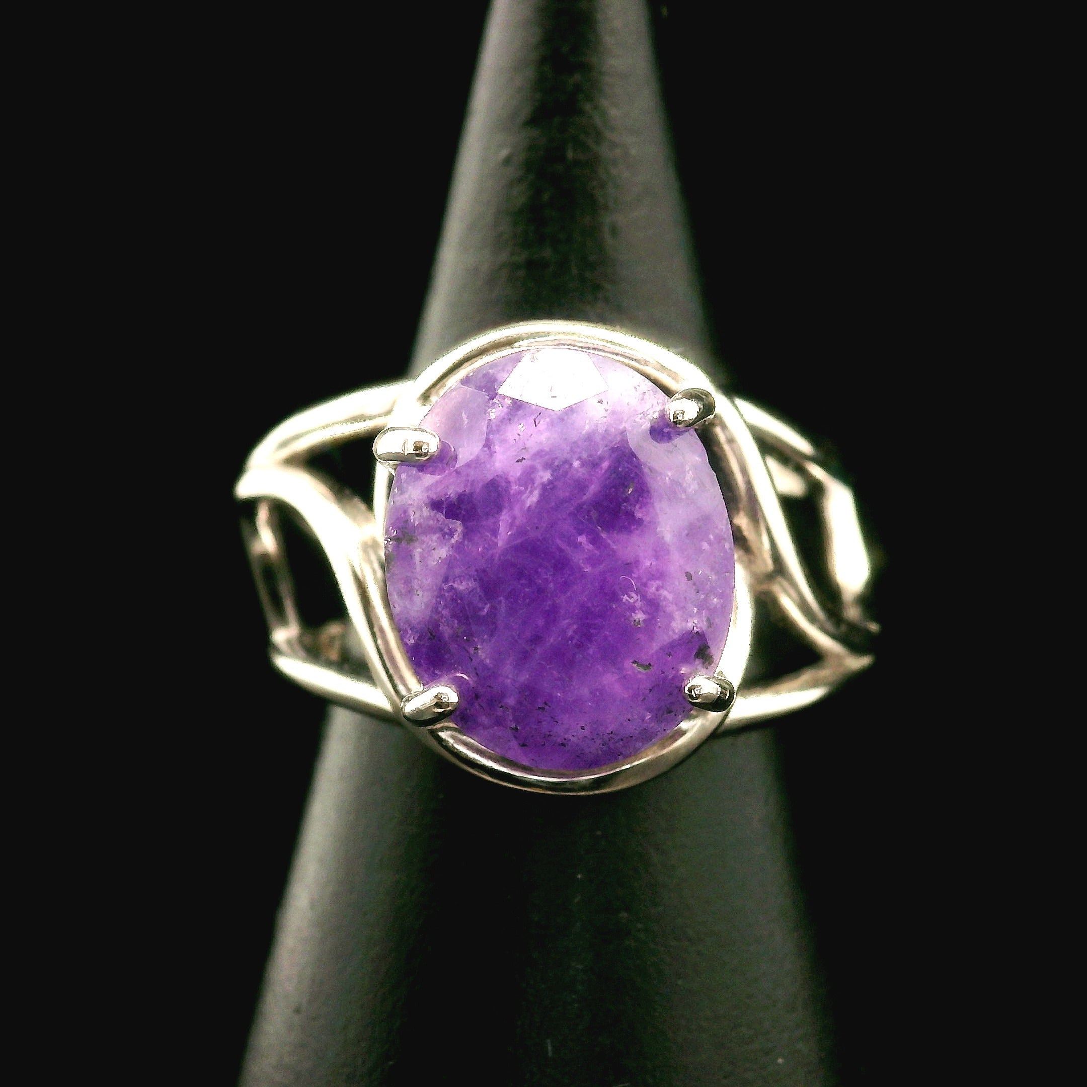 Hackmanite Cuff Ring .925 Silver for Spiritual Awakening