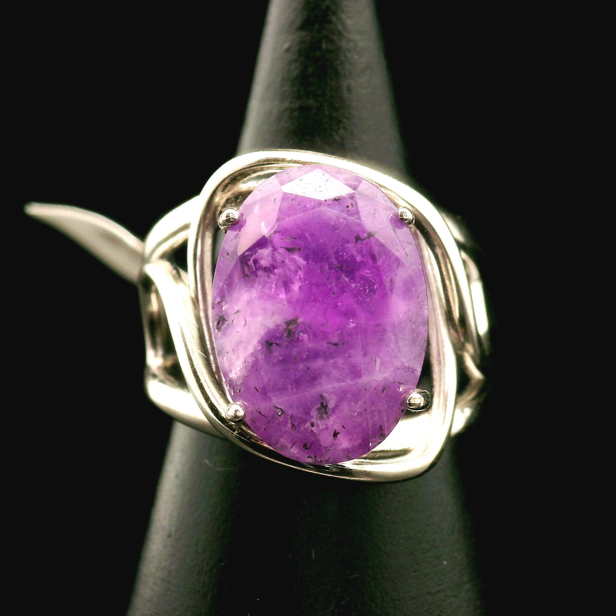 Hackmanite Cuff Ring .925 Silver for Spiritual Awakening