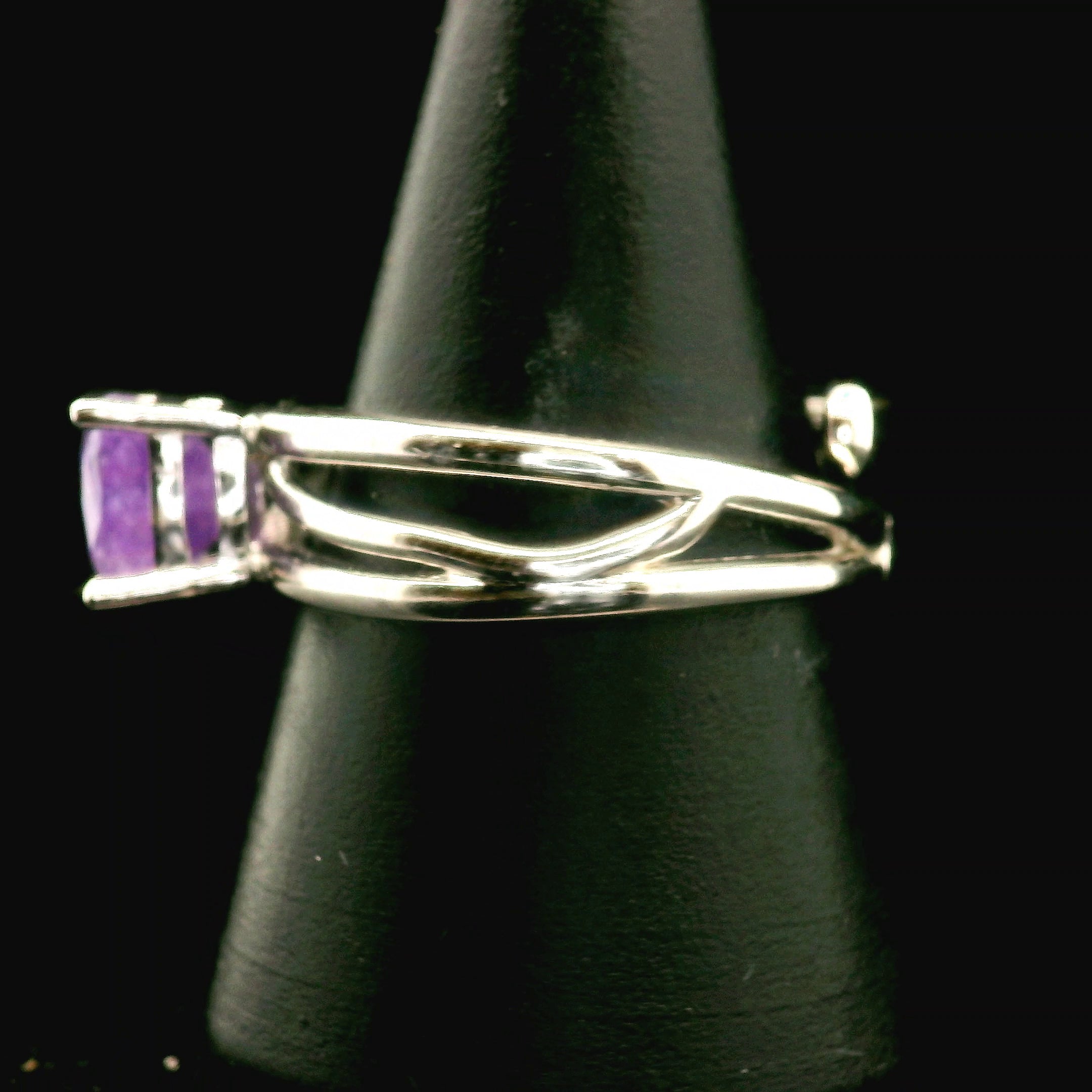 Hackmanite Cuff Ring .925 Silver for Spiritual Awakening