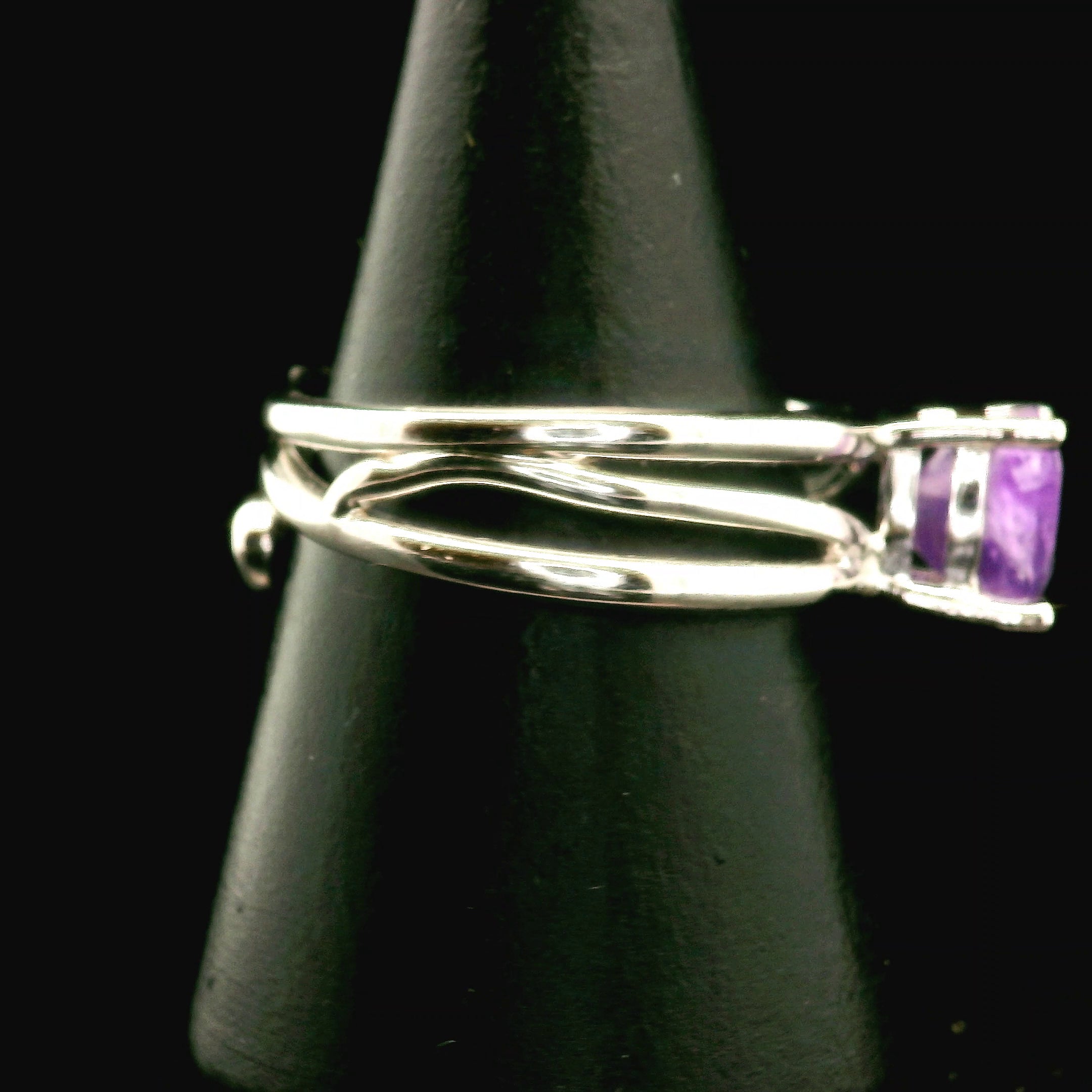 Hackmanite Cuff Ring .925 Silver for Spiritual Awakening