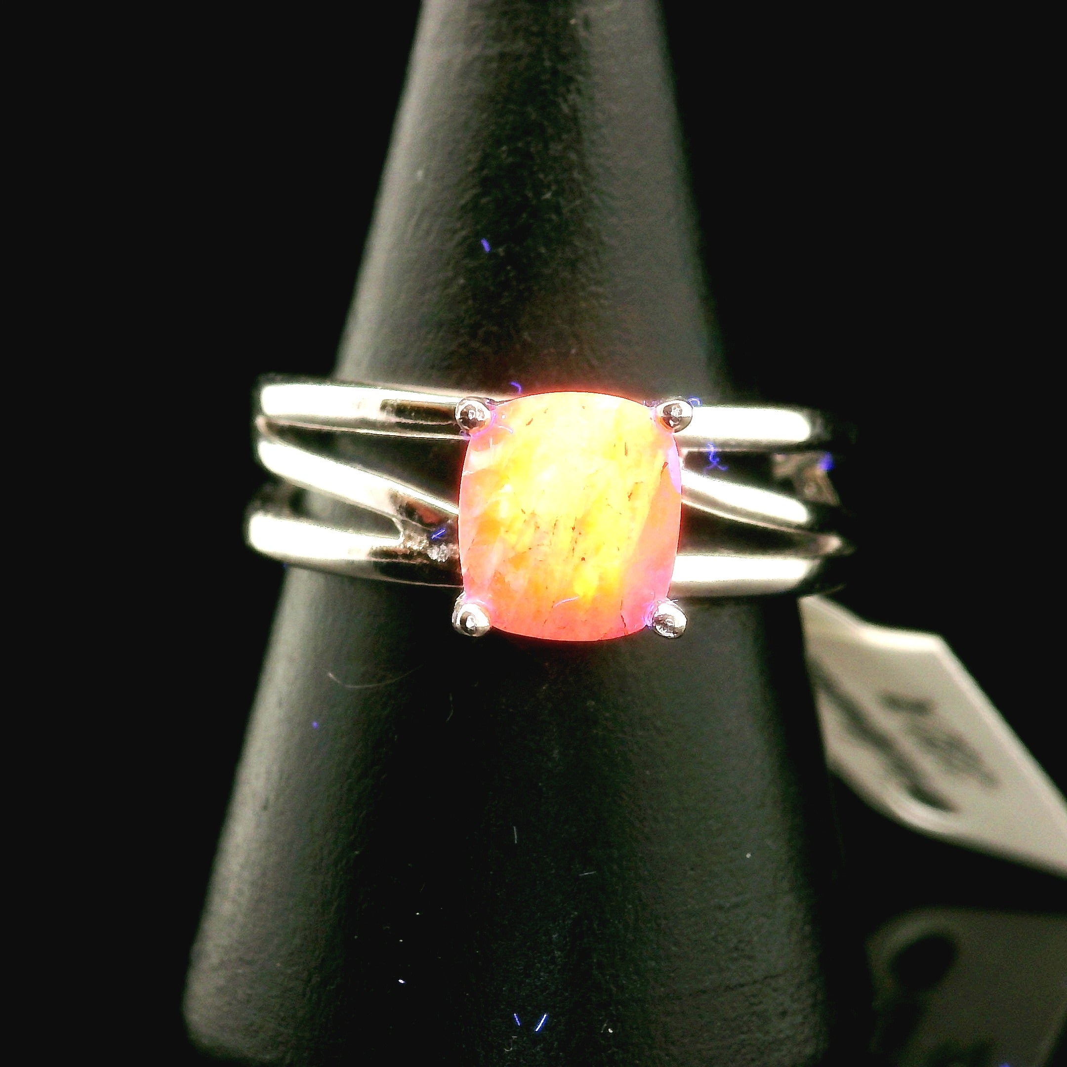 Hackmanite Cuff Ring .925 Silver for Spiritual Awakening