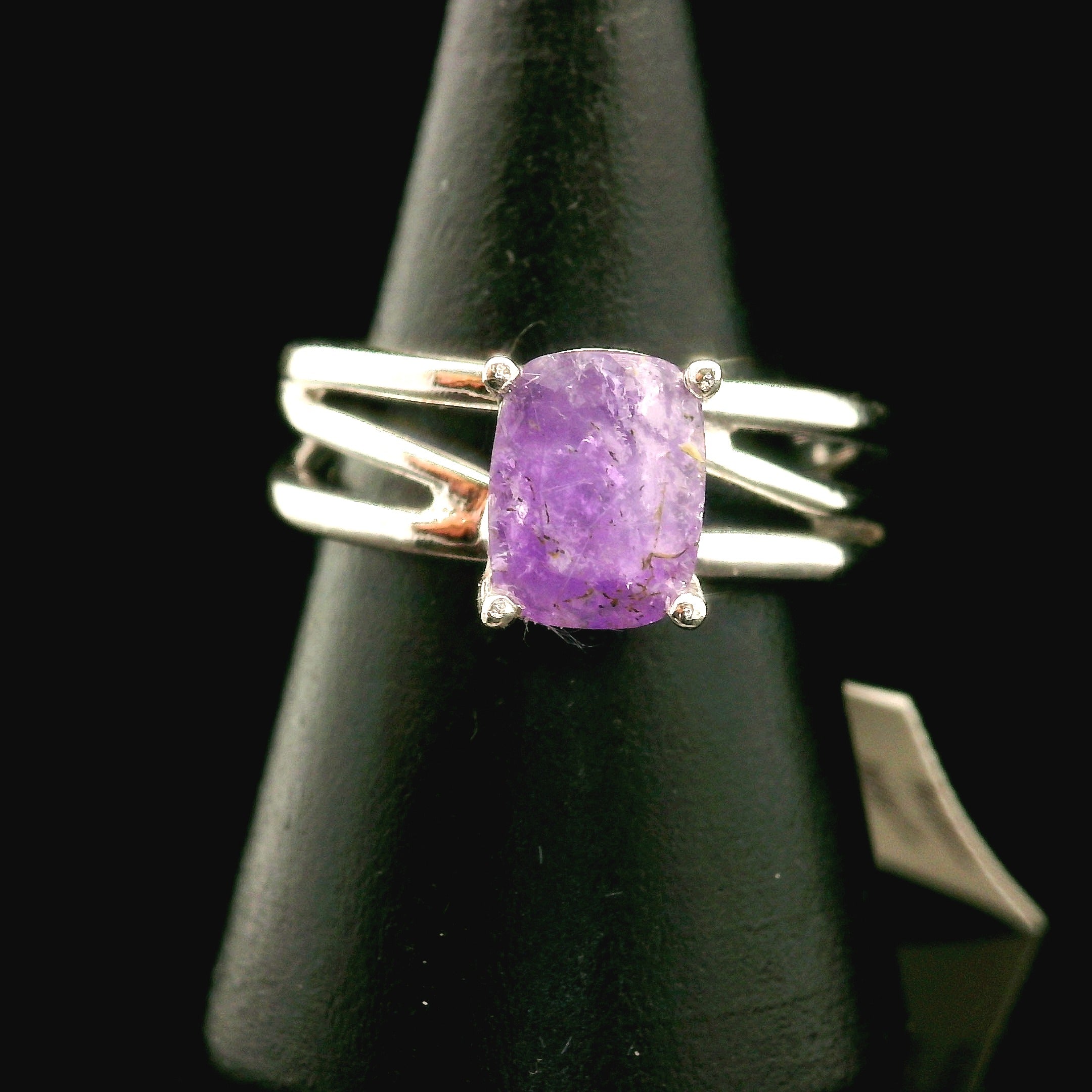 Hackmanite Cuff Ring .925 Silver for Spiritual Awakening