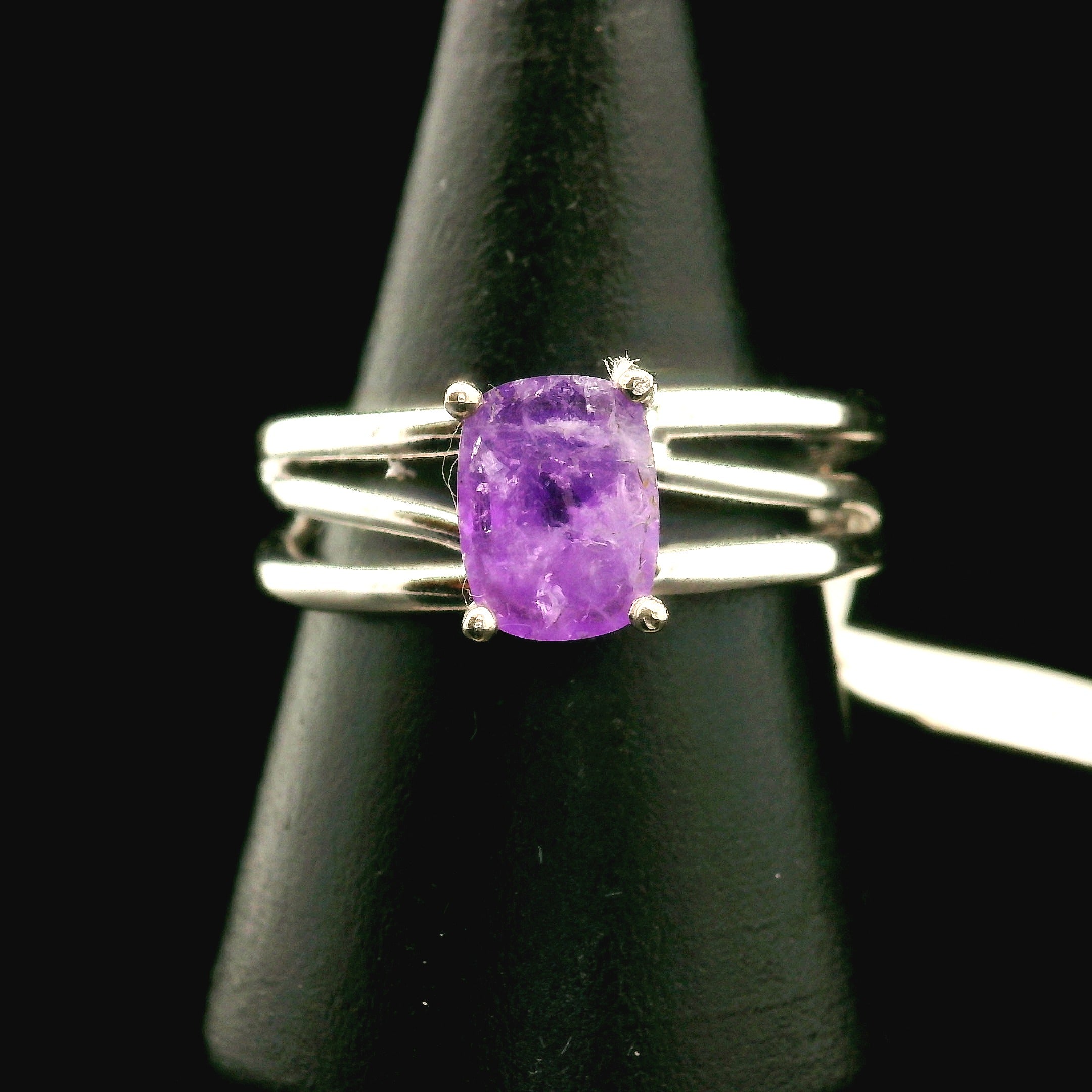 Hackmanite Cuff Ring .925 Silver for Spiritual Awakening