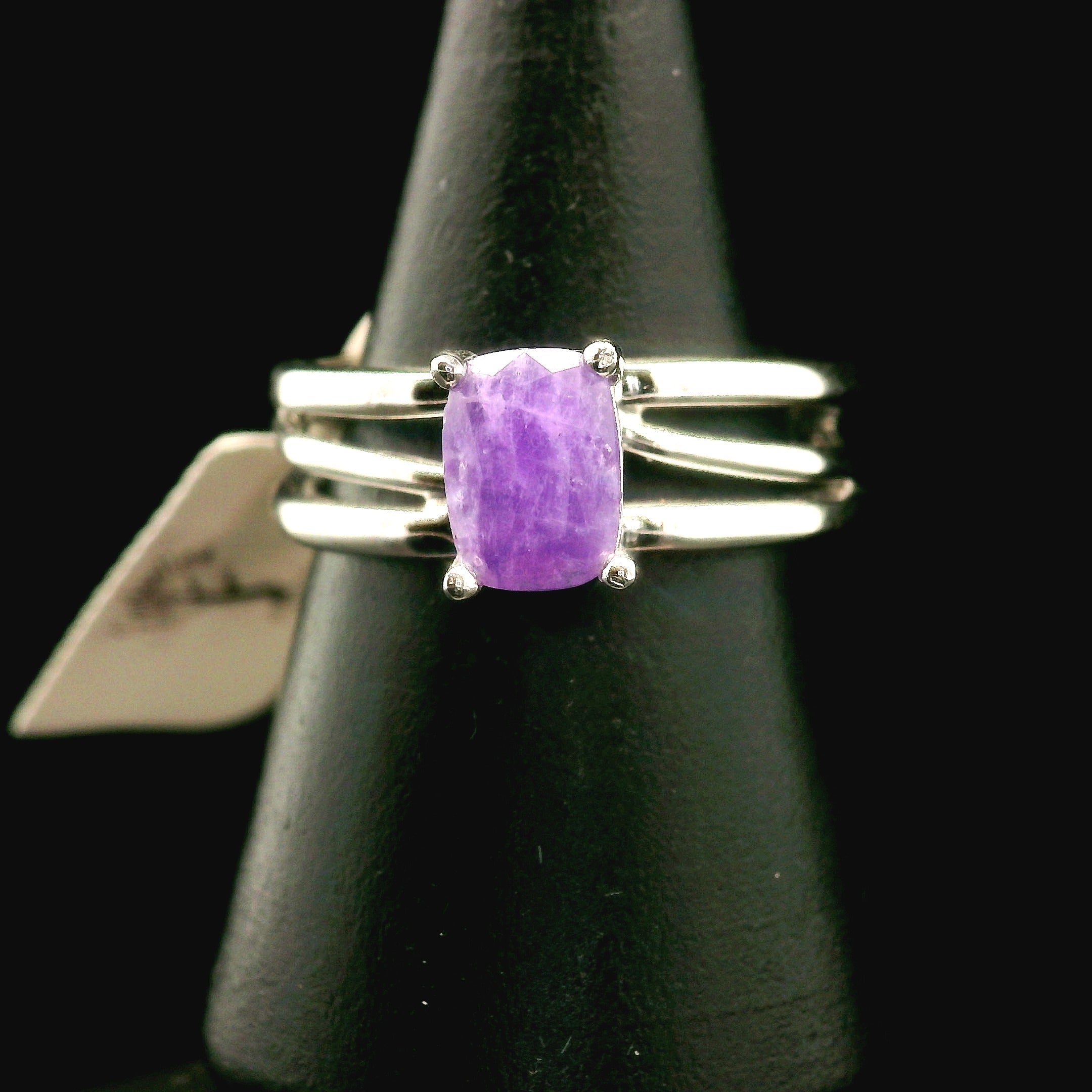 Hackmanite Cuff Ring .925 Silver for Spiritual Awakening