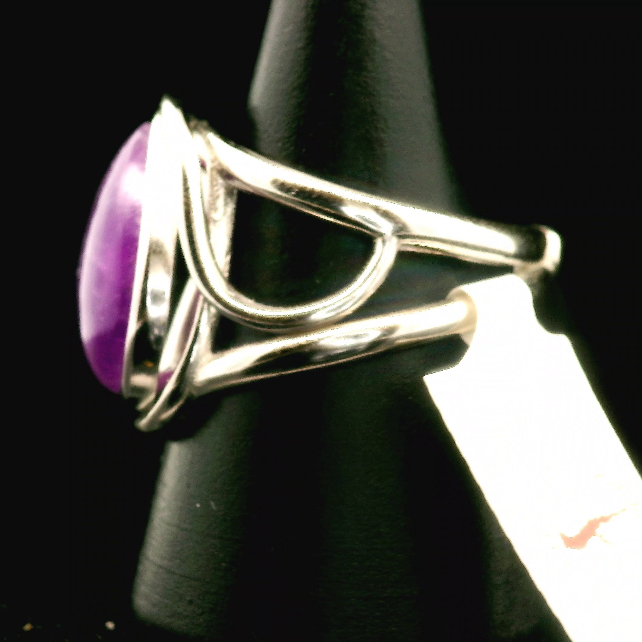 Hackmanite Cuff Ring .925 Silver for Spiritual Awakening