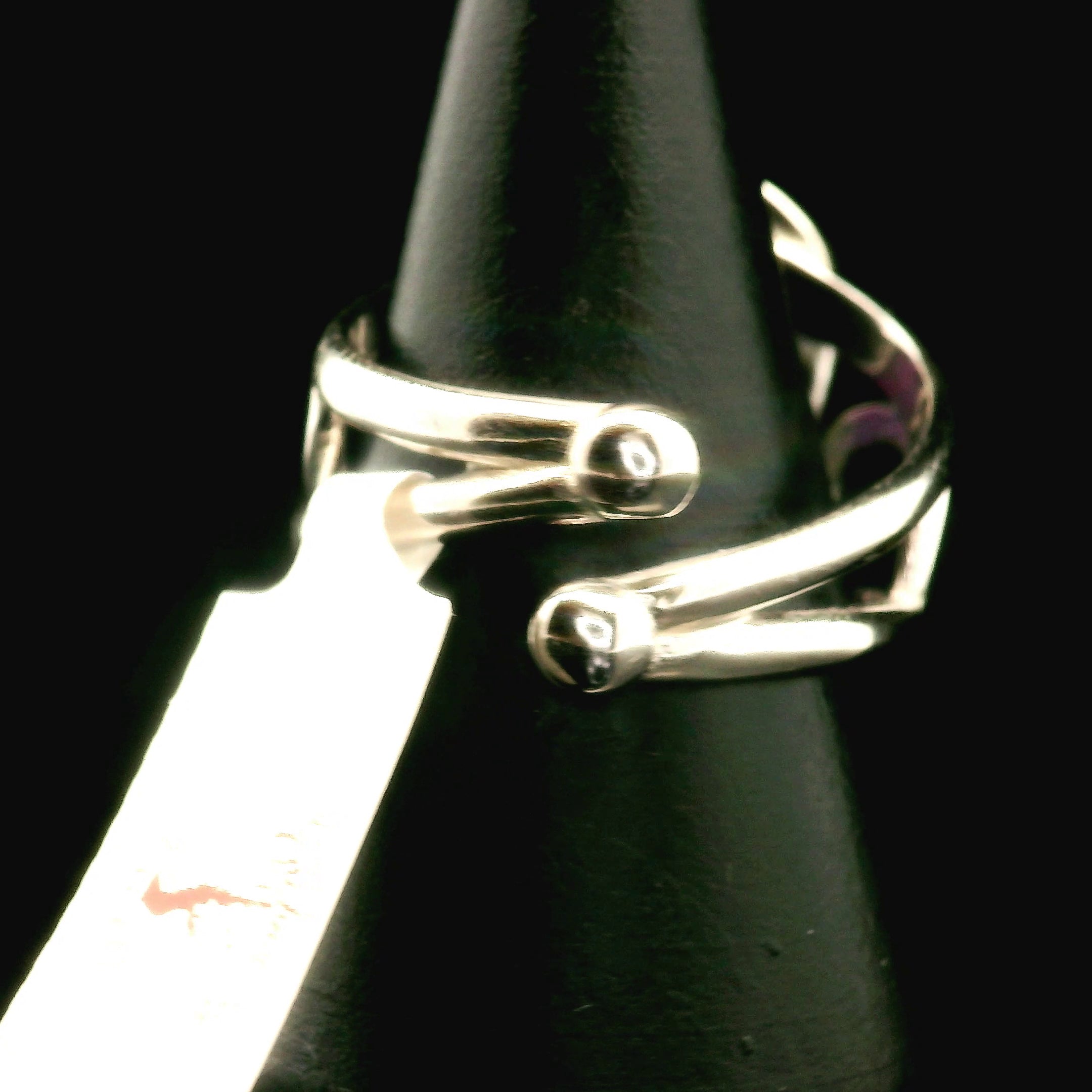 Hackmanite Cuff Ring .925 Silver for Spiritual Awakening