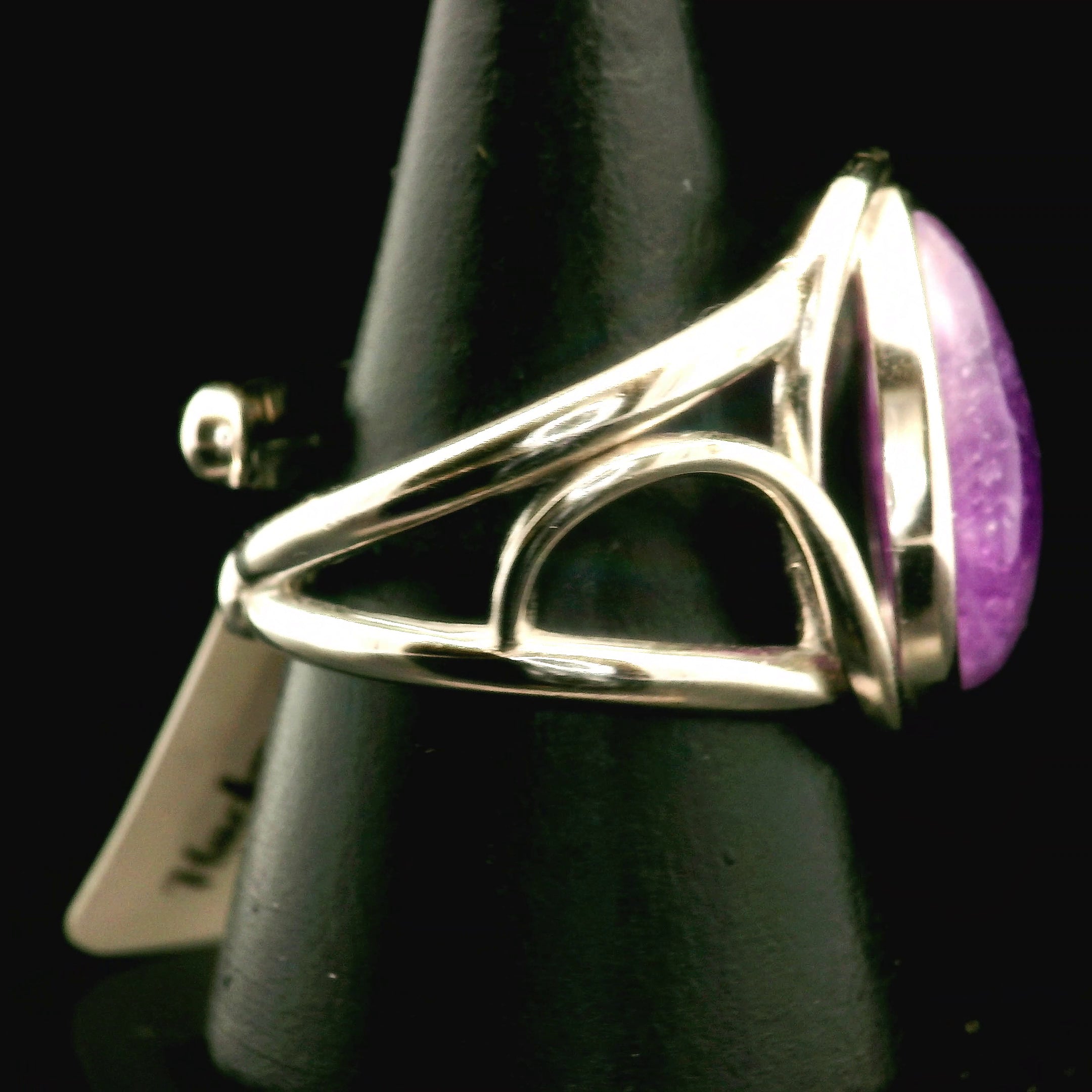 Hackmanite Cuff Ring .925 Silver for Spiritual Awakening