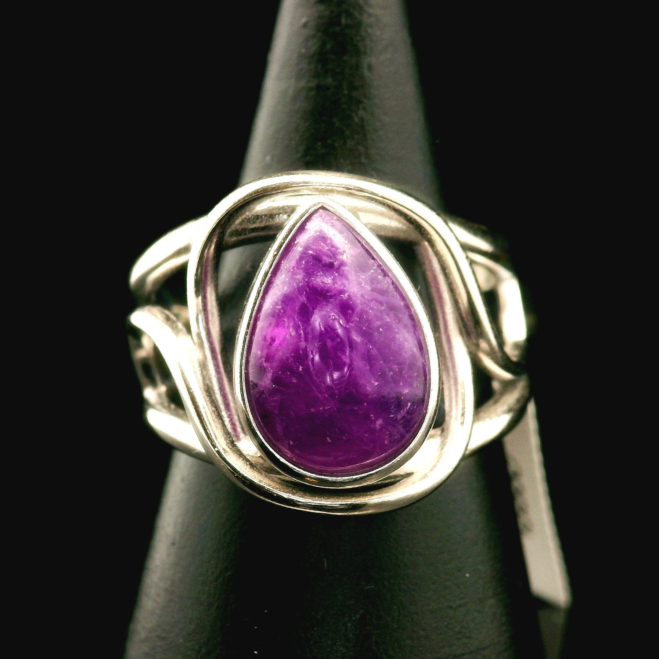 Hackmanite Cuff Ring .925 Silver for Spiritual Awakening