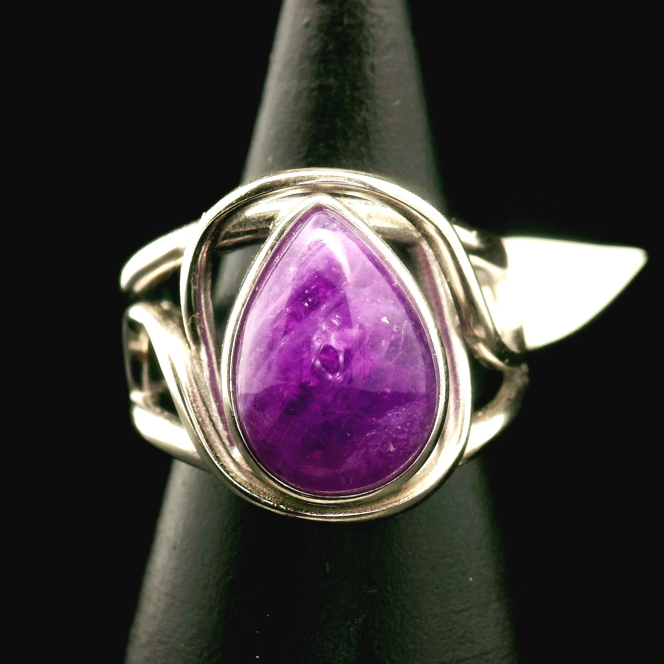 Hackmanite Cuff Ring .925 Silver for Spiritual Awakening