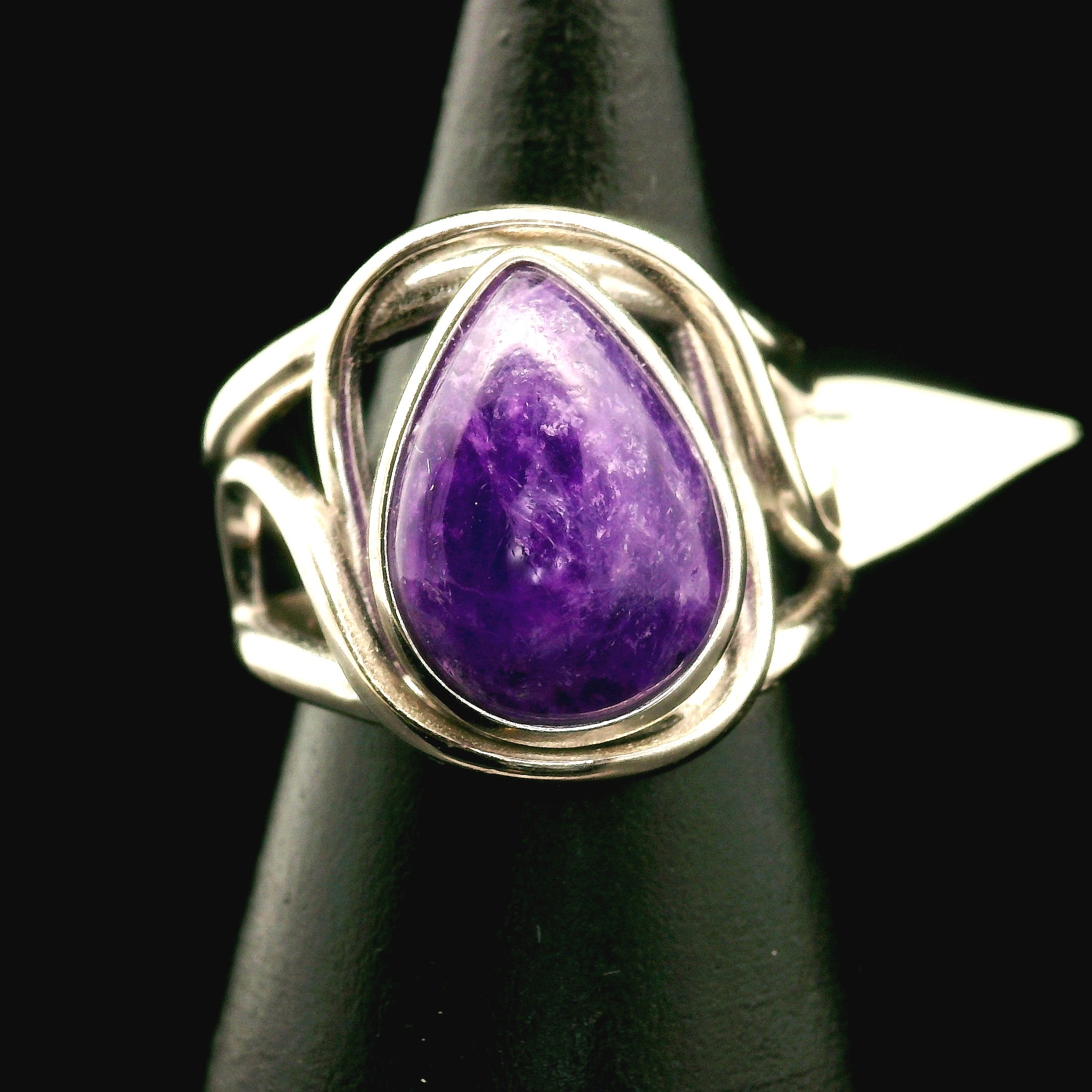 Hackmanite Cuff Ring .925 Silver for Spiritual Awakening