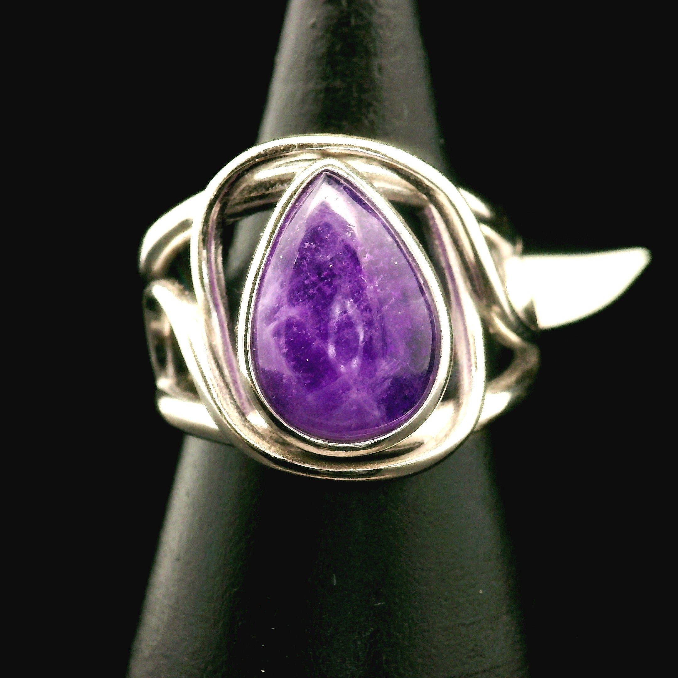 Hackmanite Cuff Ring .925 Silver for Spiritual Awakening