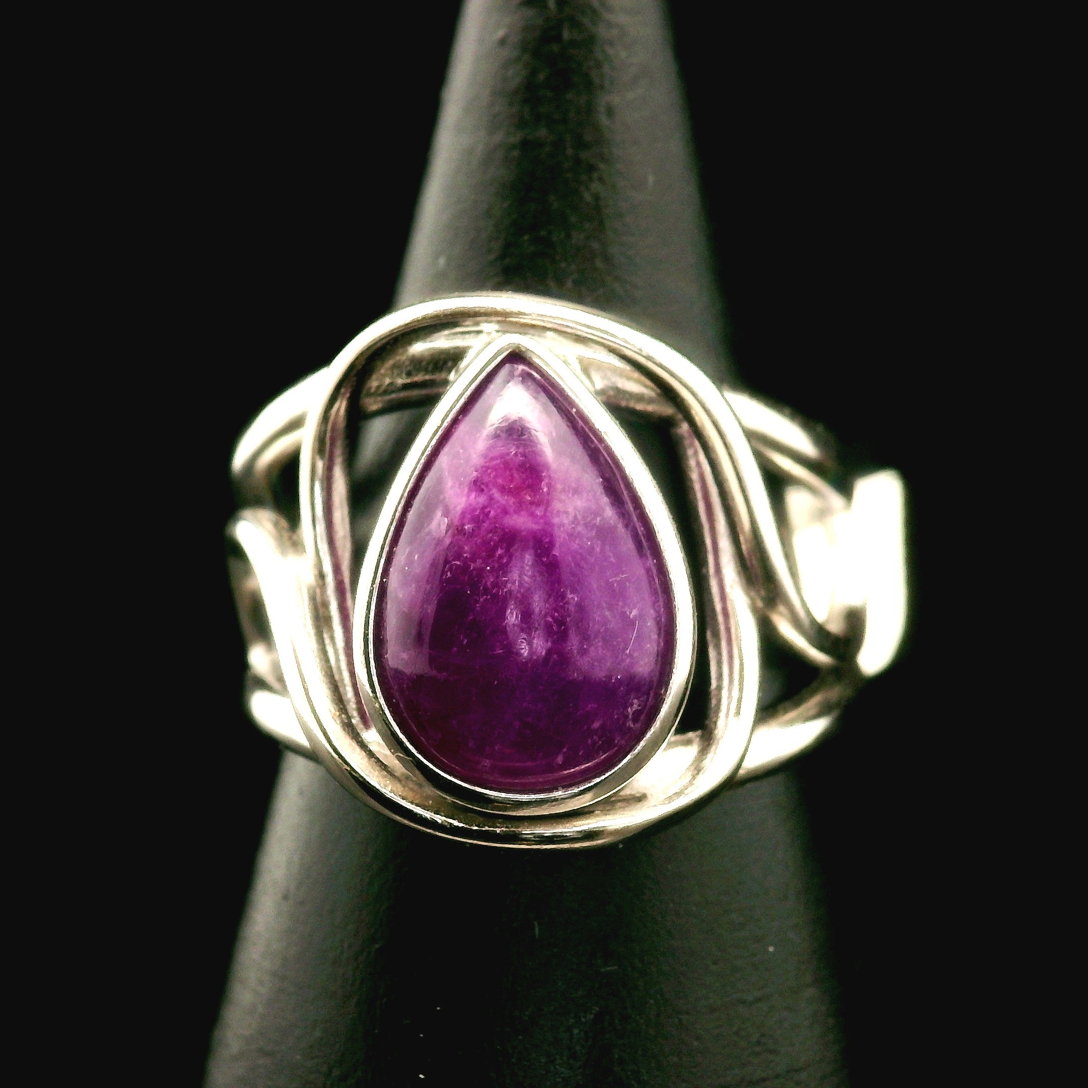 Hackmanite Cuff Ring .925 Silver for Spiritual Awakening