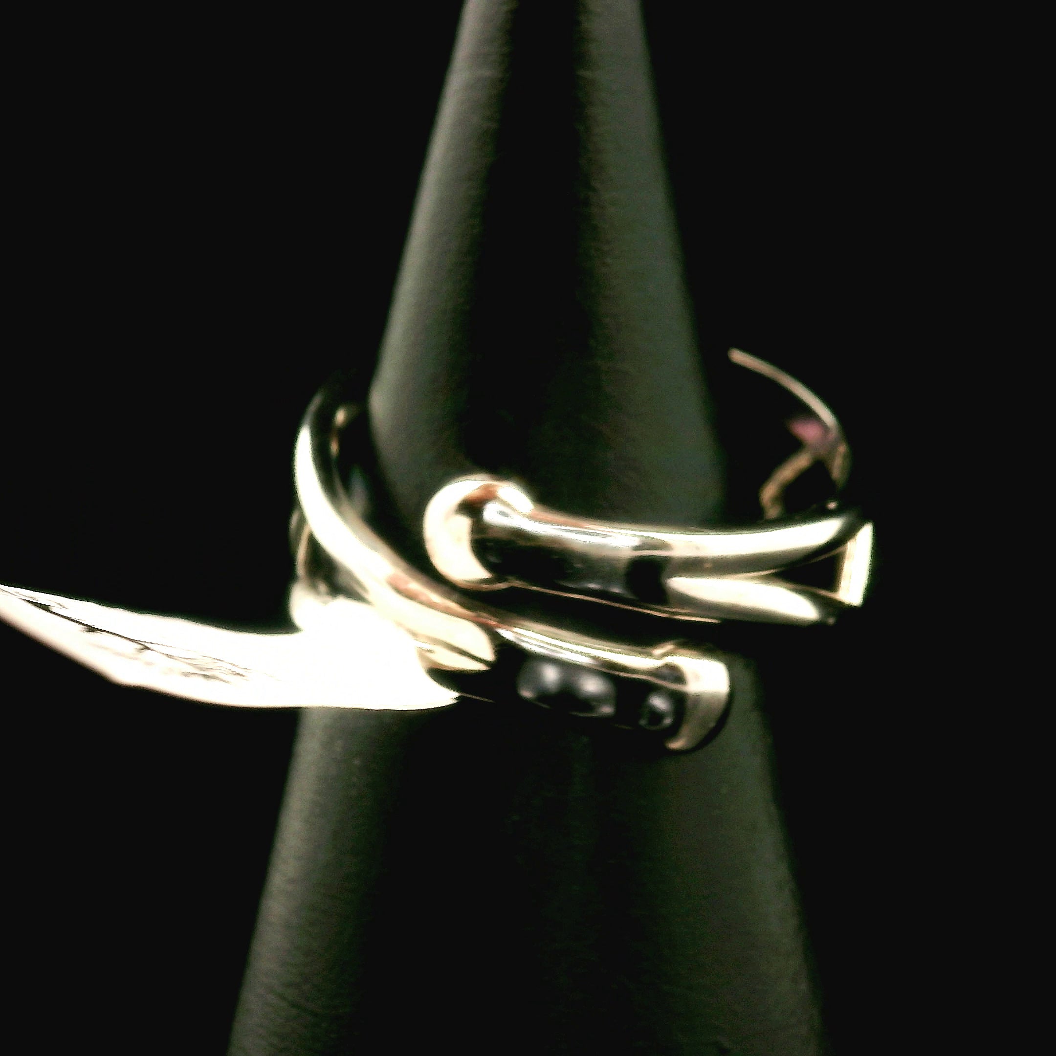 Lavender Moon Quartz and Rainbow Moonstone Heart Cuff Ring .925 Silver for Angelic Wisdom, New Beginnings, Protection and Manifestation