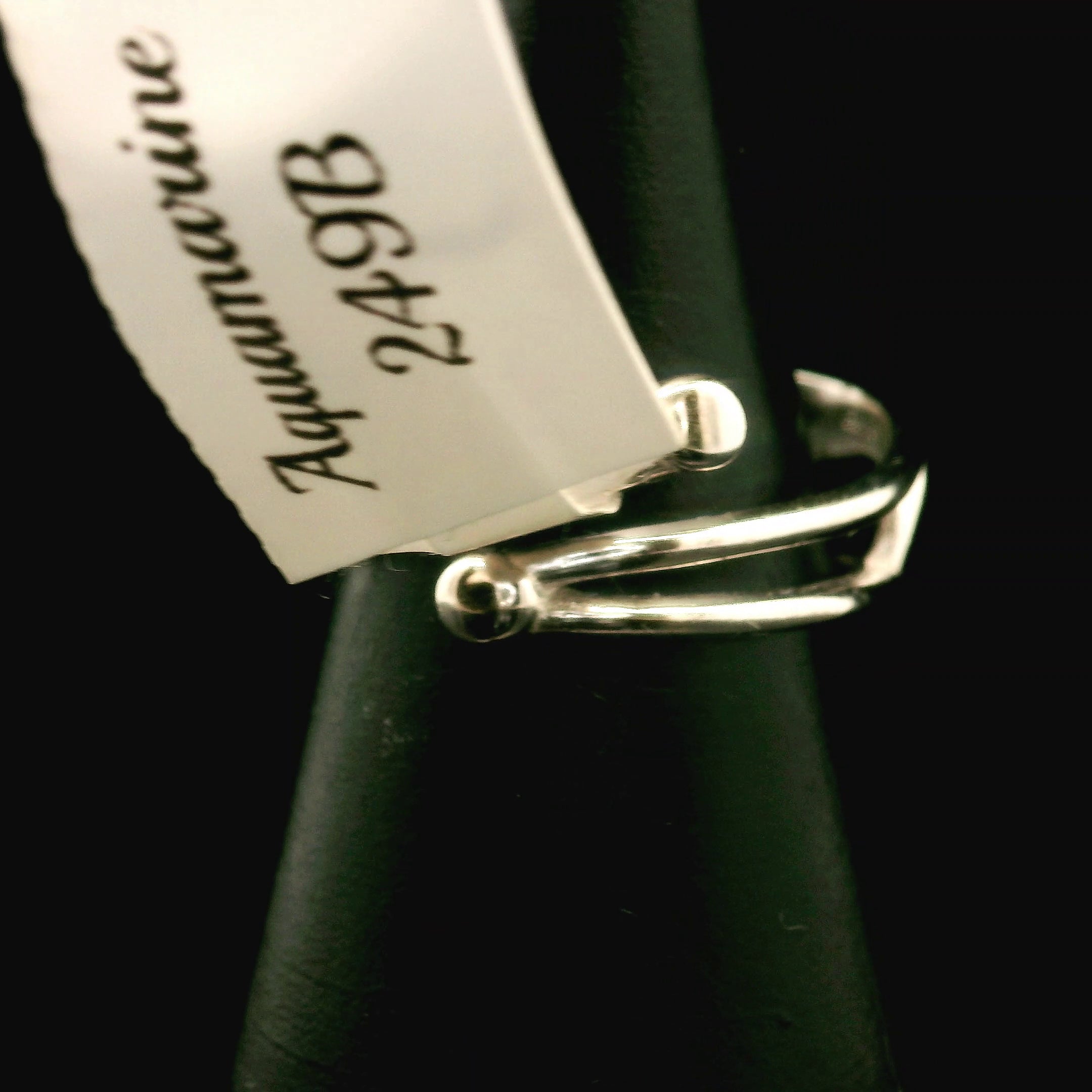 Aquamarine Heart Cuff Ring .925 Silver for Peaceful Travels and Protection