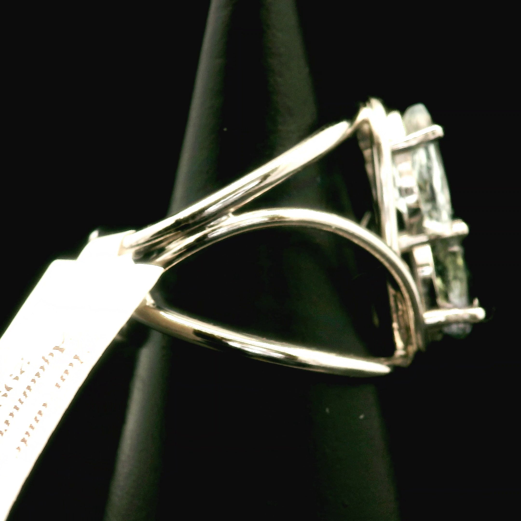 Tanzanite & Aquamarine Cuff Ring .925 Sterling Silver for Healing & Spiritual Evolution