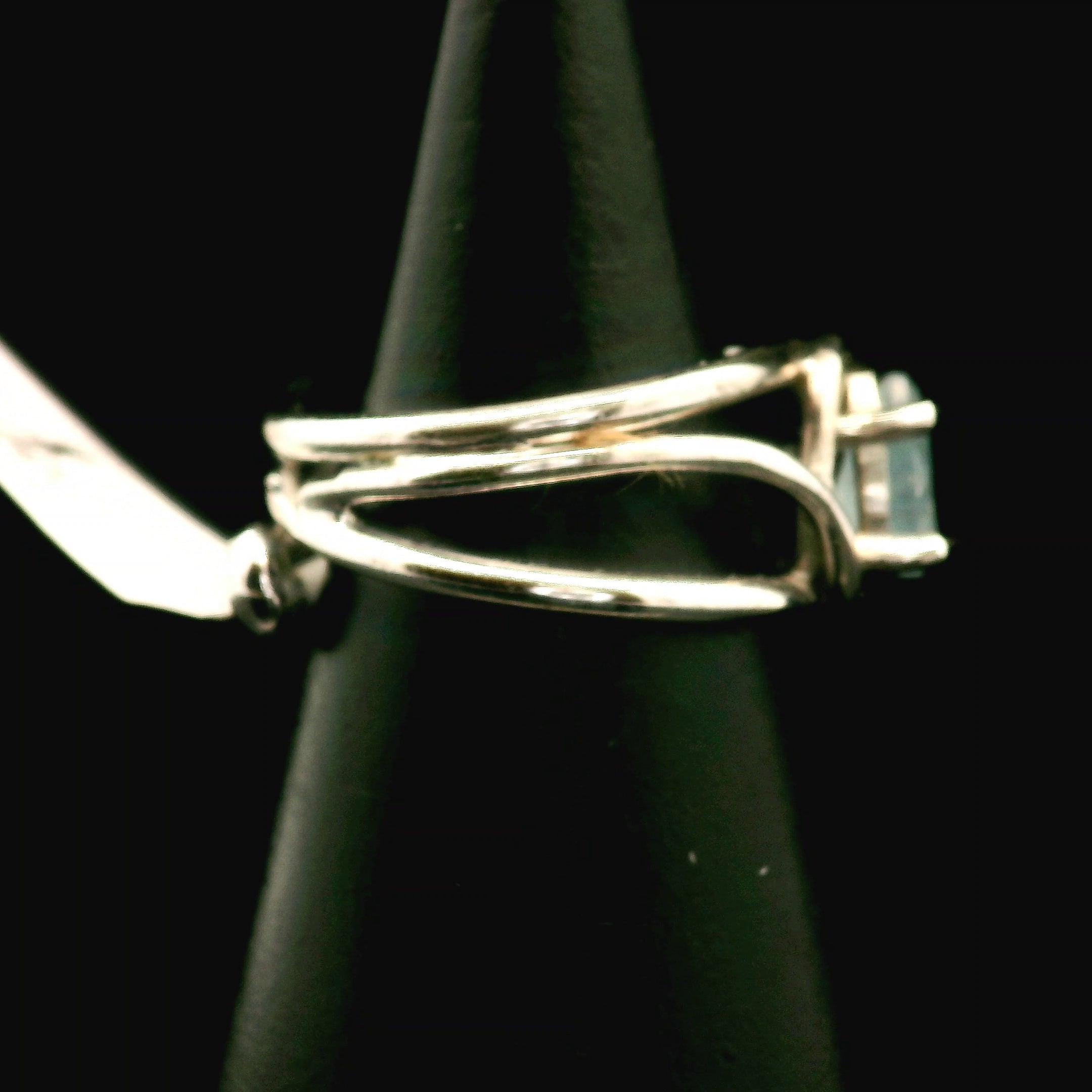 Lemurian Blue Calcite Midi Cuff Ring 925 Silver for Happiness, Healing and Peace