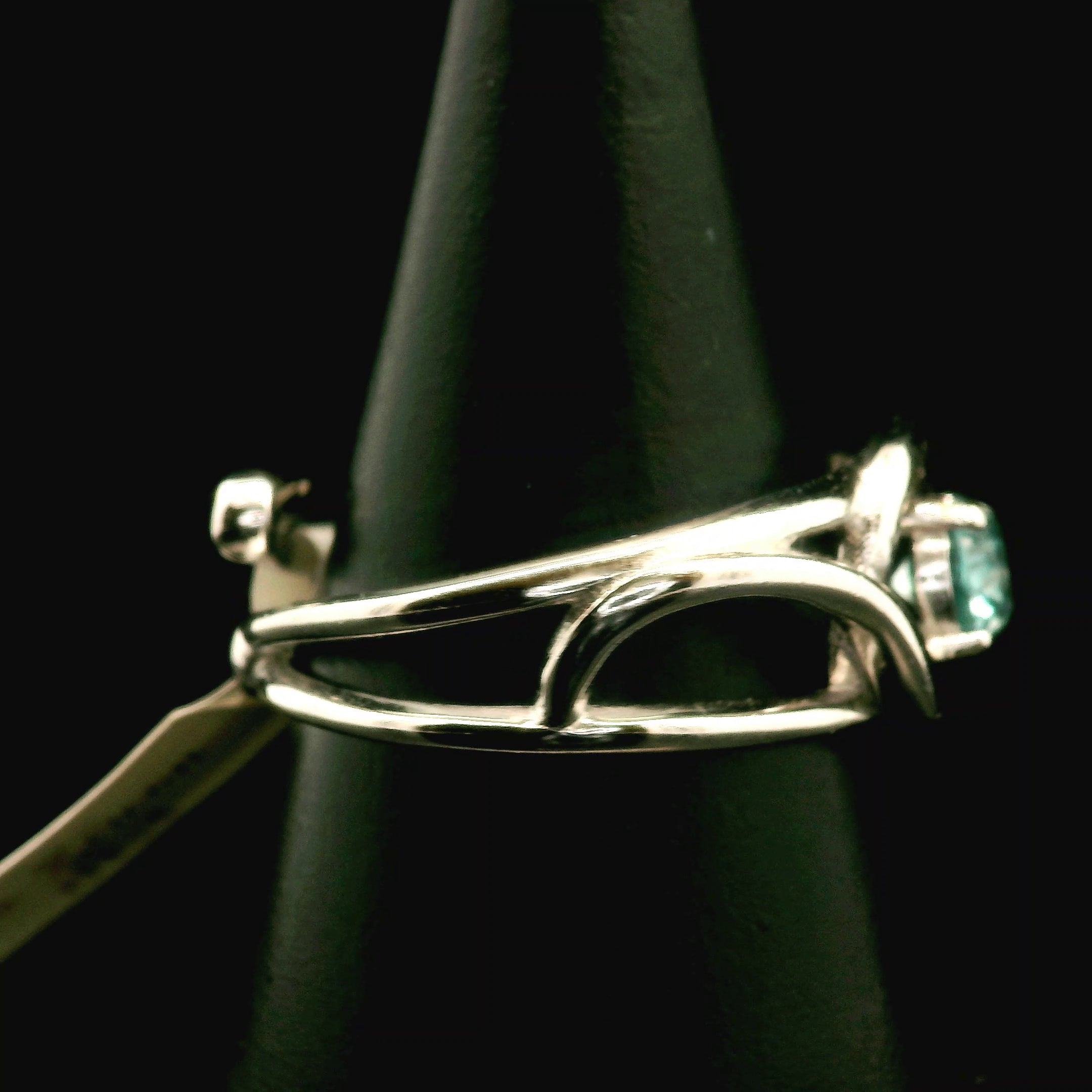 Blue Zircon Cuff Ring .925 Silver for Healing, Enhancing, and Attracting