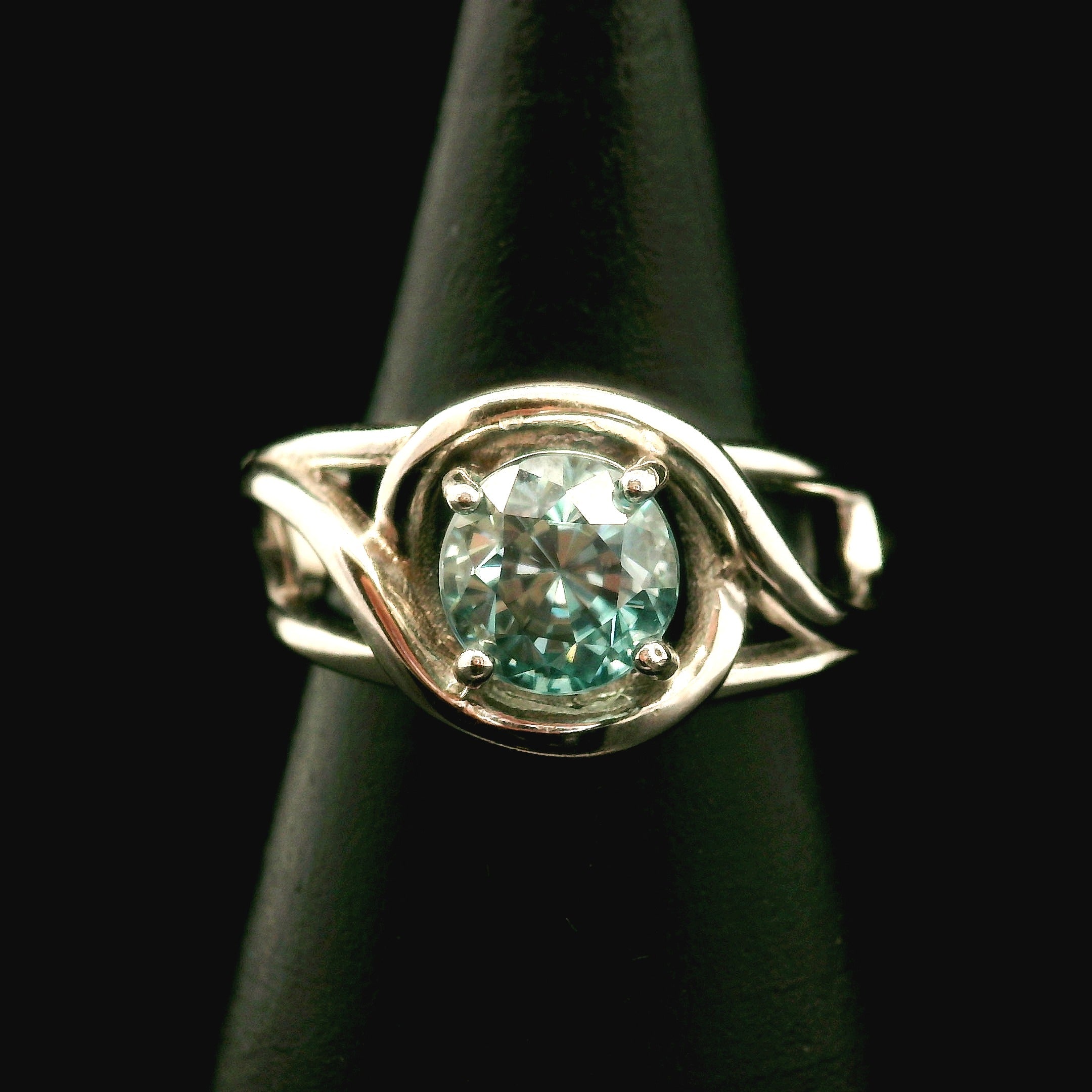 Blue Zircon Cuff Ring .925 Silver for Healing, Enhancing, and Attracting
