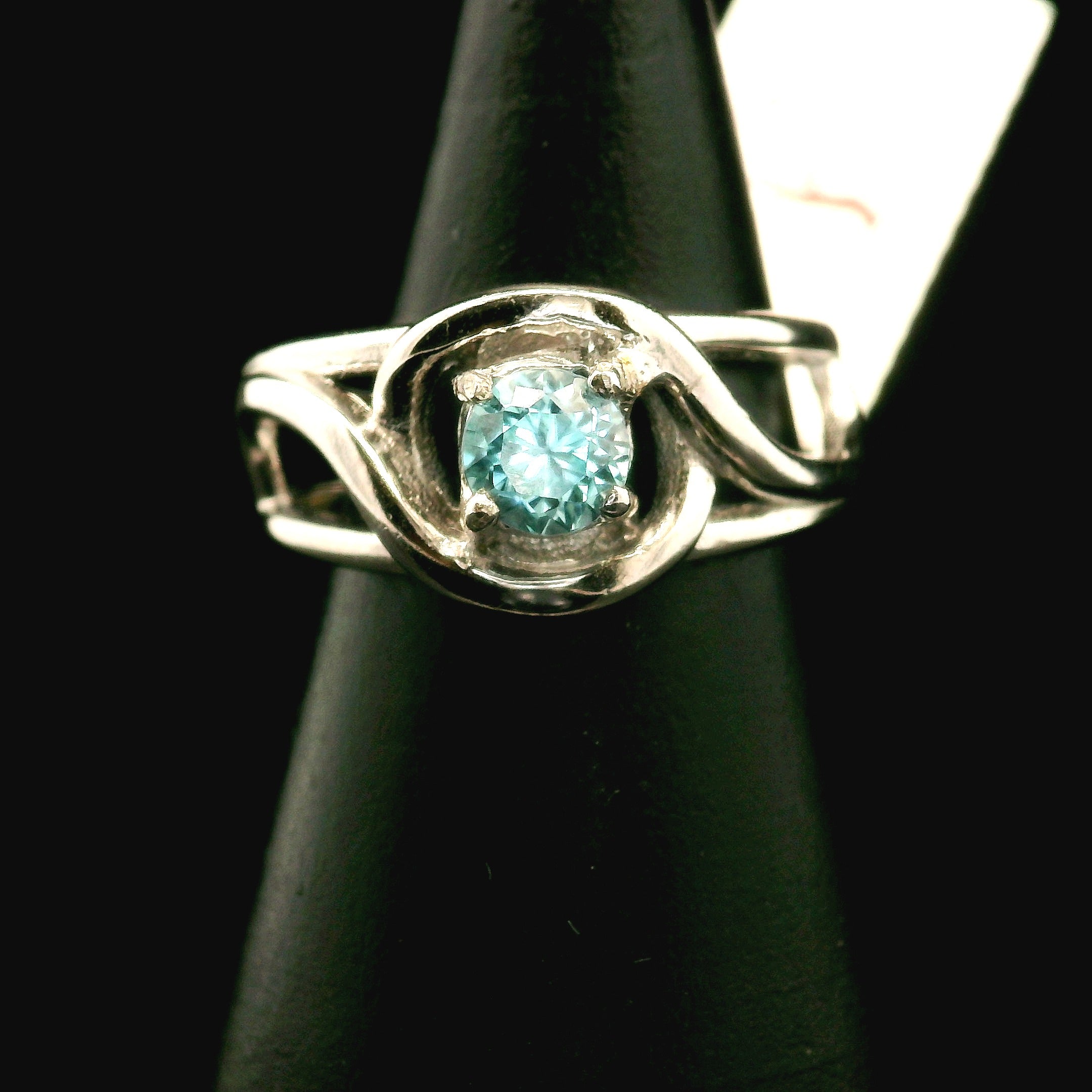 Blue Zircon Cuff Ring .925 Silver for Healing, Enhancing, and Attracting