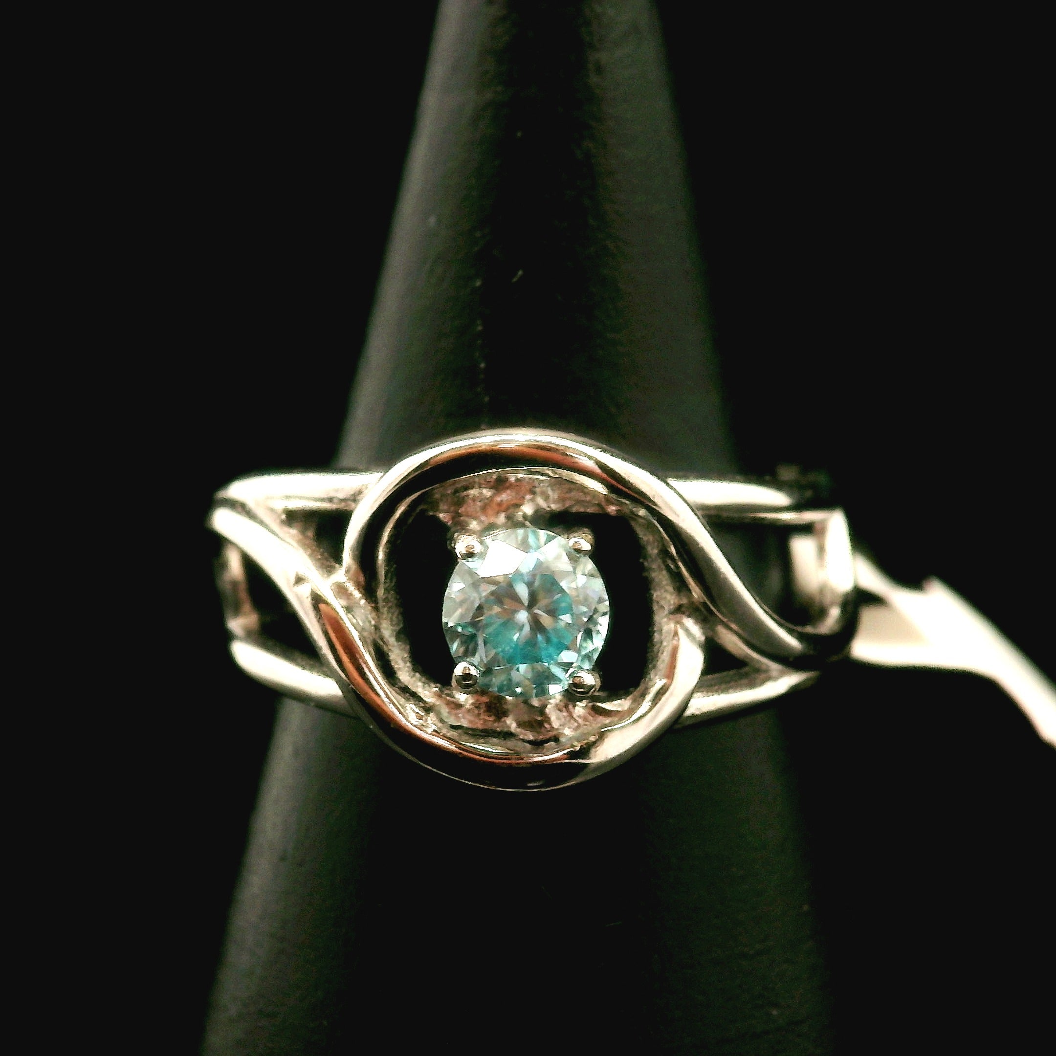 Blue Zircon Cuff Ring .925 Silver for Healing, Enhancing, and Attracting