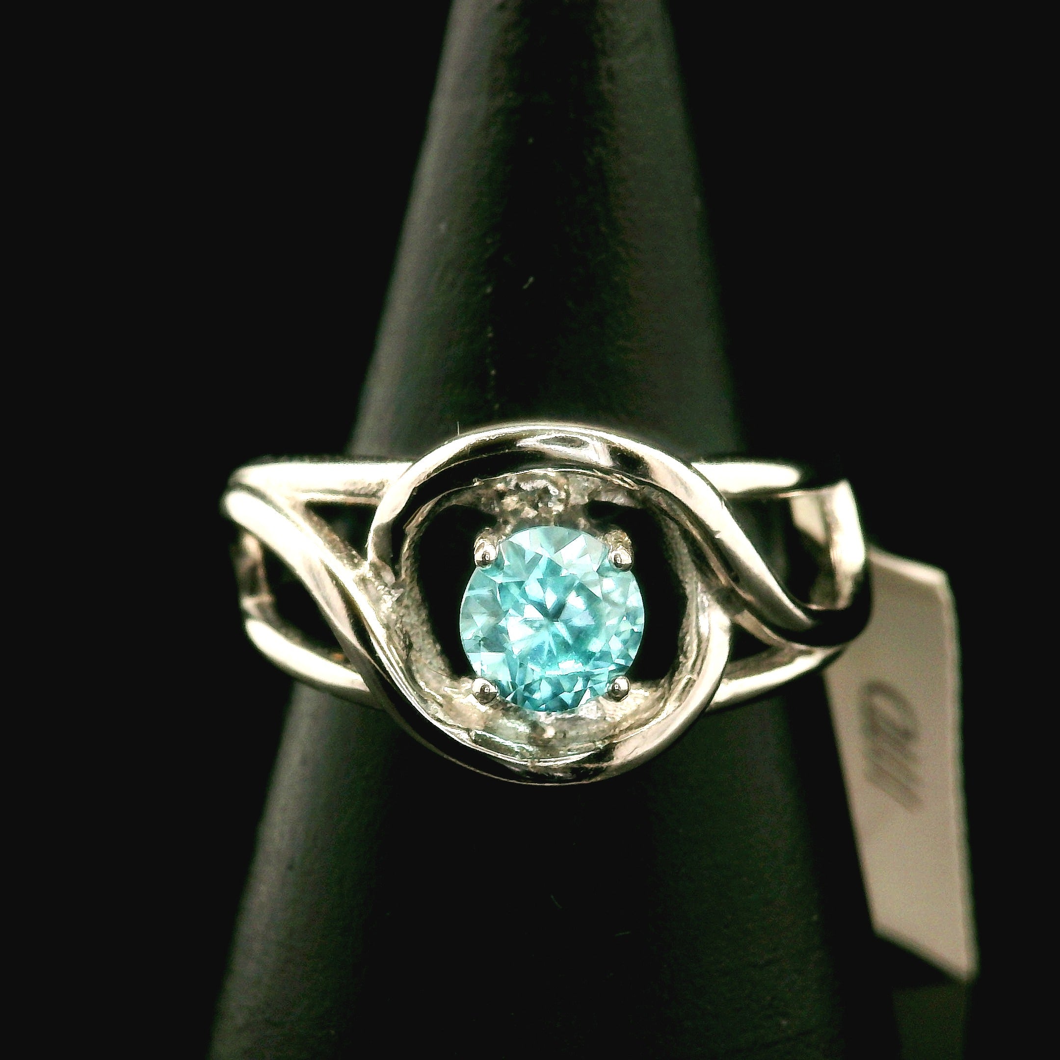 Blue Zircon Cuff Ring .925 Silver for Healing, Enhancing, and Attracting