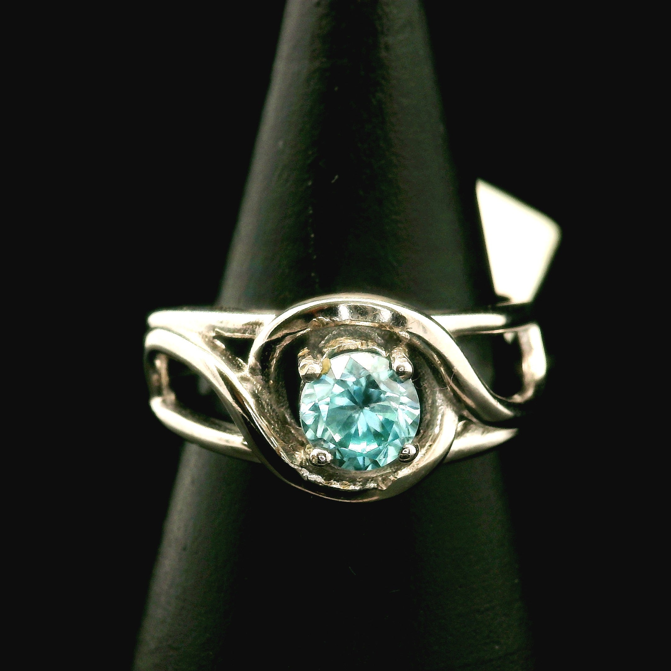 Blue Zircon Cuff Ring .925 Silver for Healing, Enhancing, and Attracting