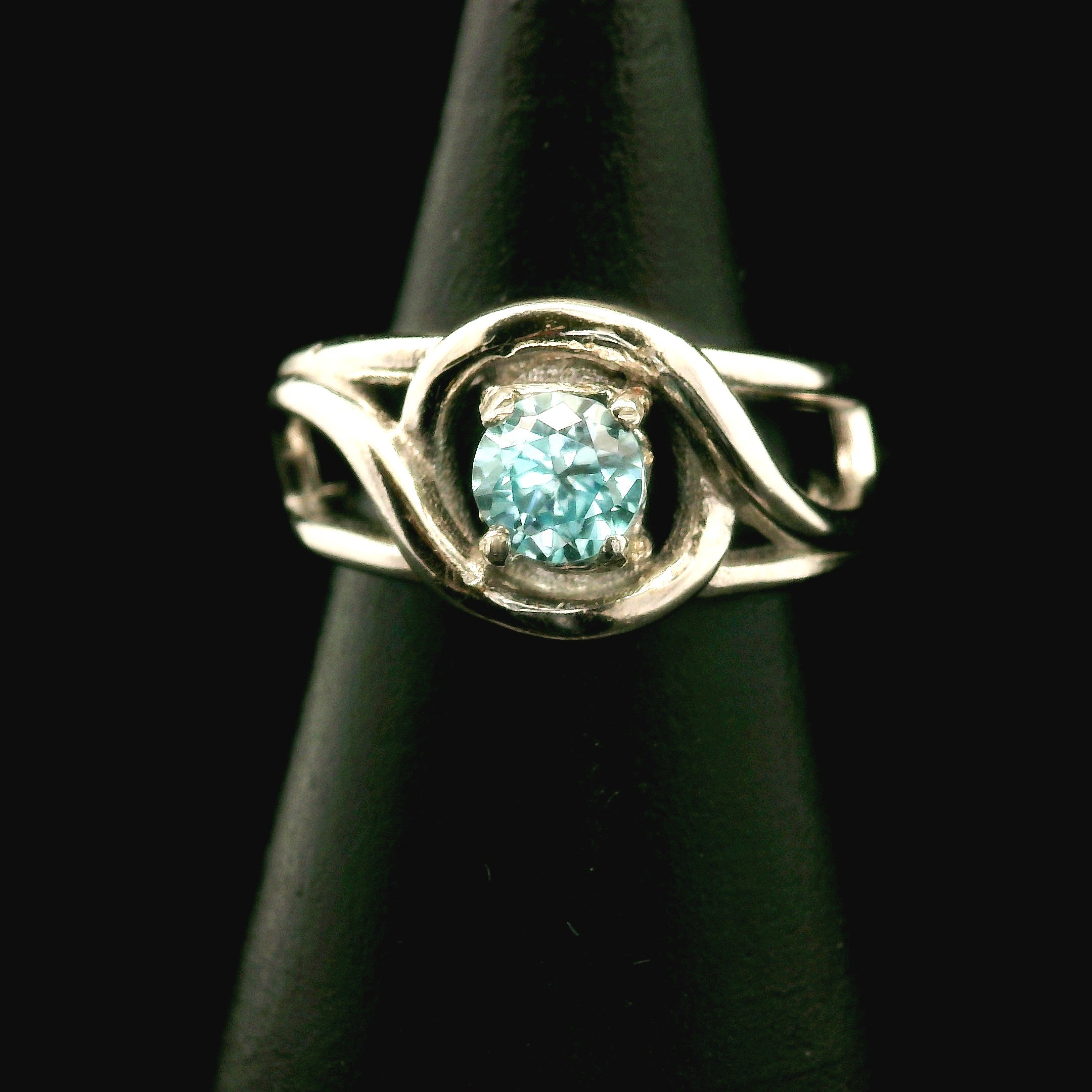 Blue Zircon Cuff Ring .925 Silver for Healing, Enhancing, and Attracting
