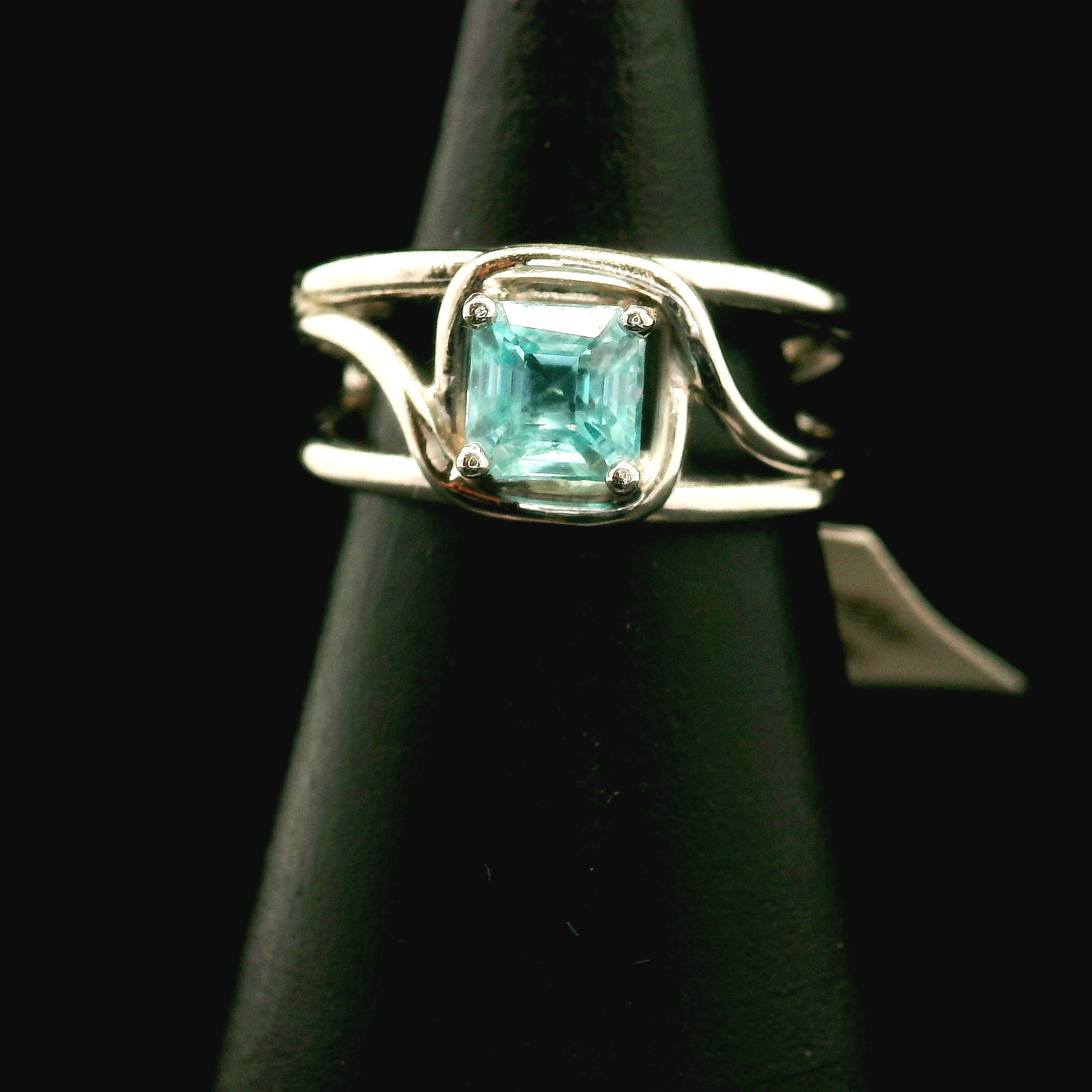 Blue Zircon Cuff Ring .925 Silver for Healing, Enhancing, and Attracting