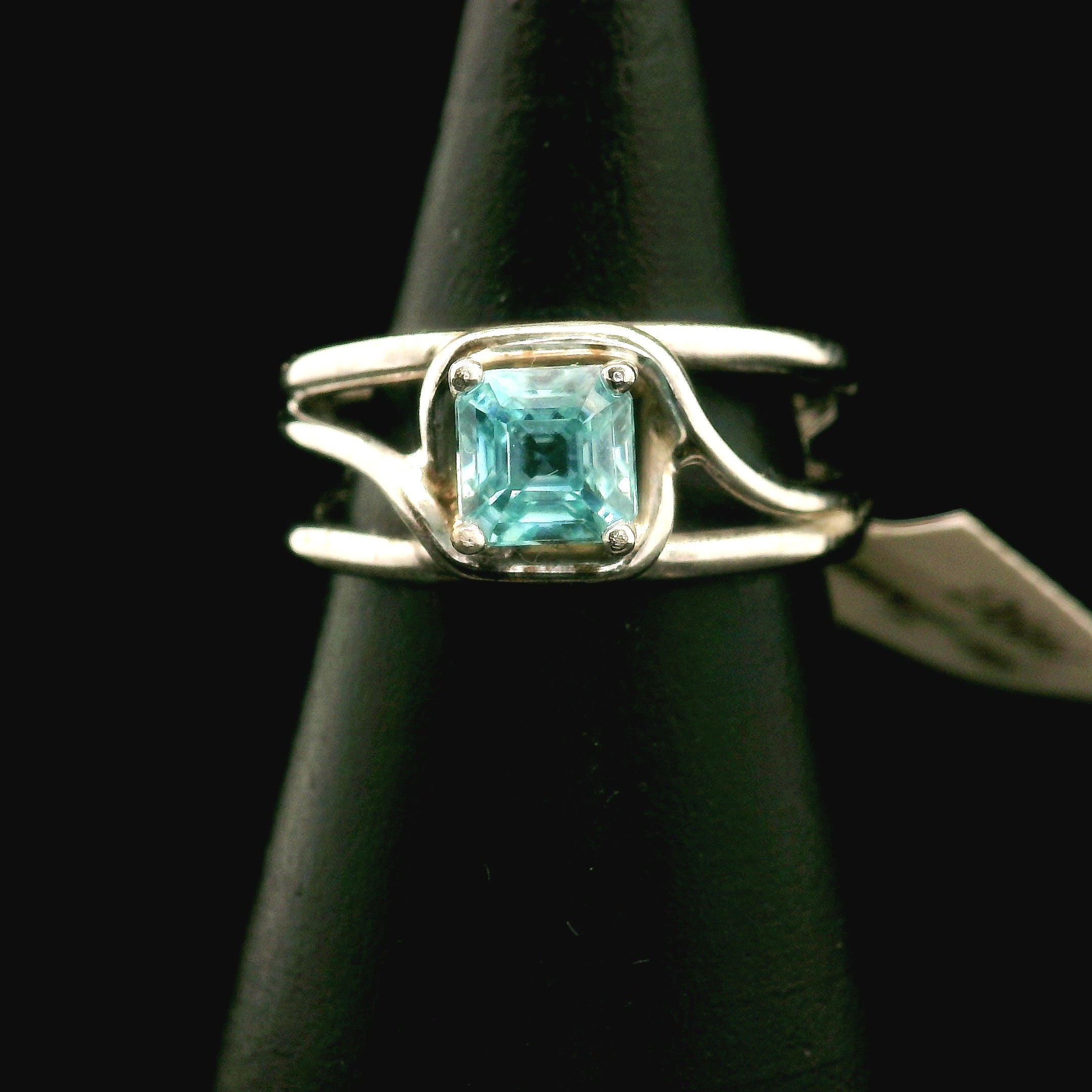 Blue Zircon Cuff Ring .925 Silver for Healing, Enhancing, and Attracting