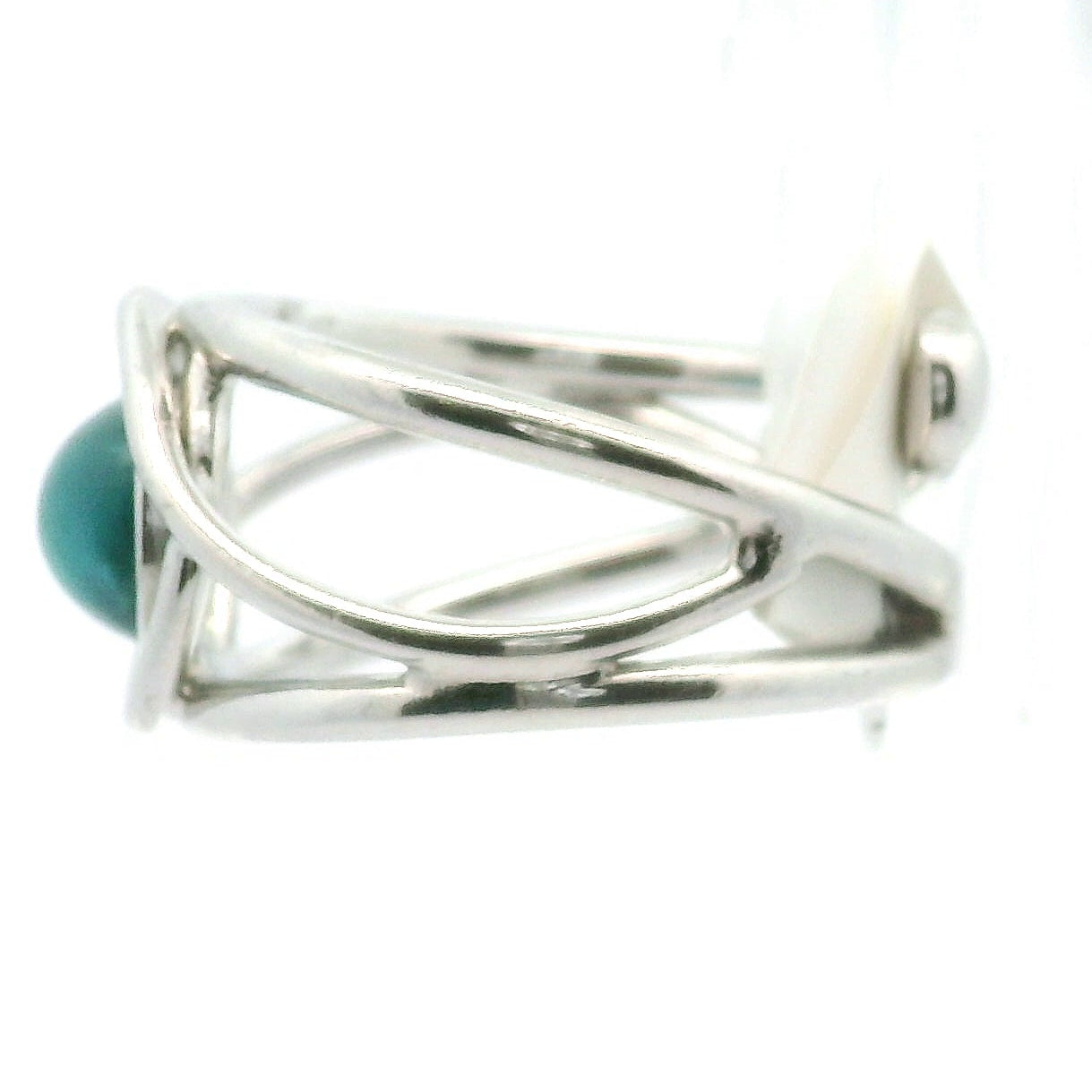 Cats Eye Blue Apatite Midi Cuff Ring .925 Silver for Overall Health and Wellness