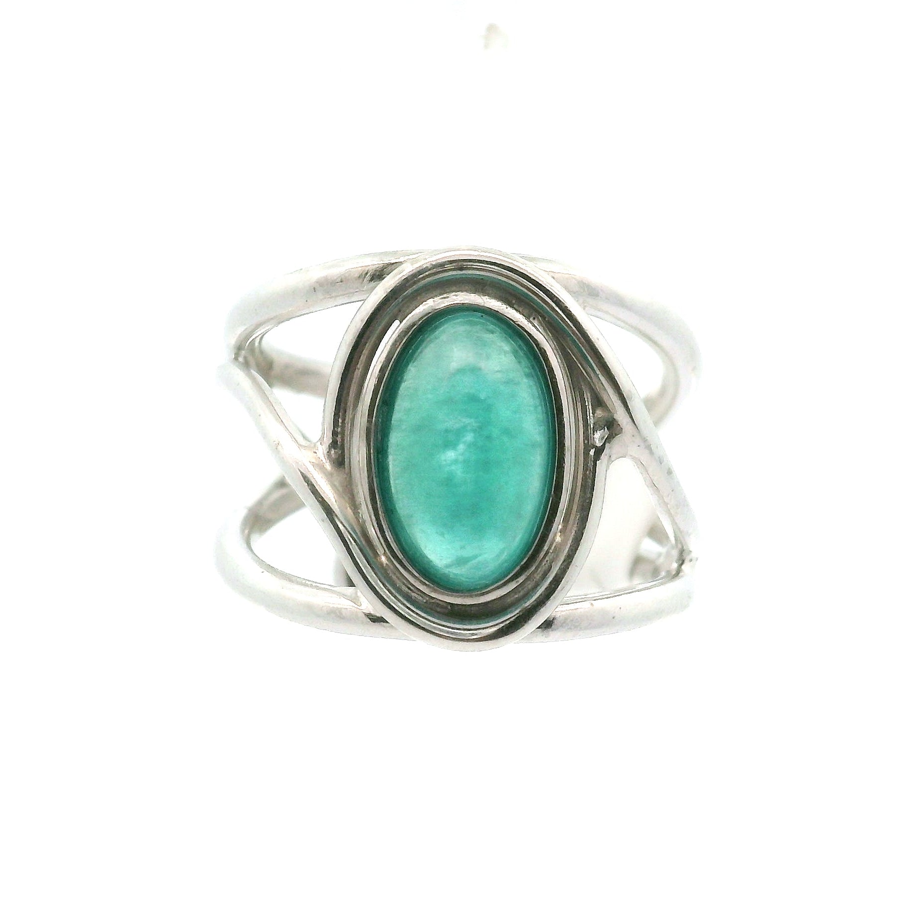 Cats Eye Blue Apatite Midi Cuff Ring .925 Silver for Overall Health and Wellness