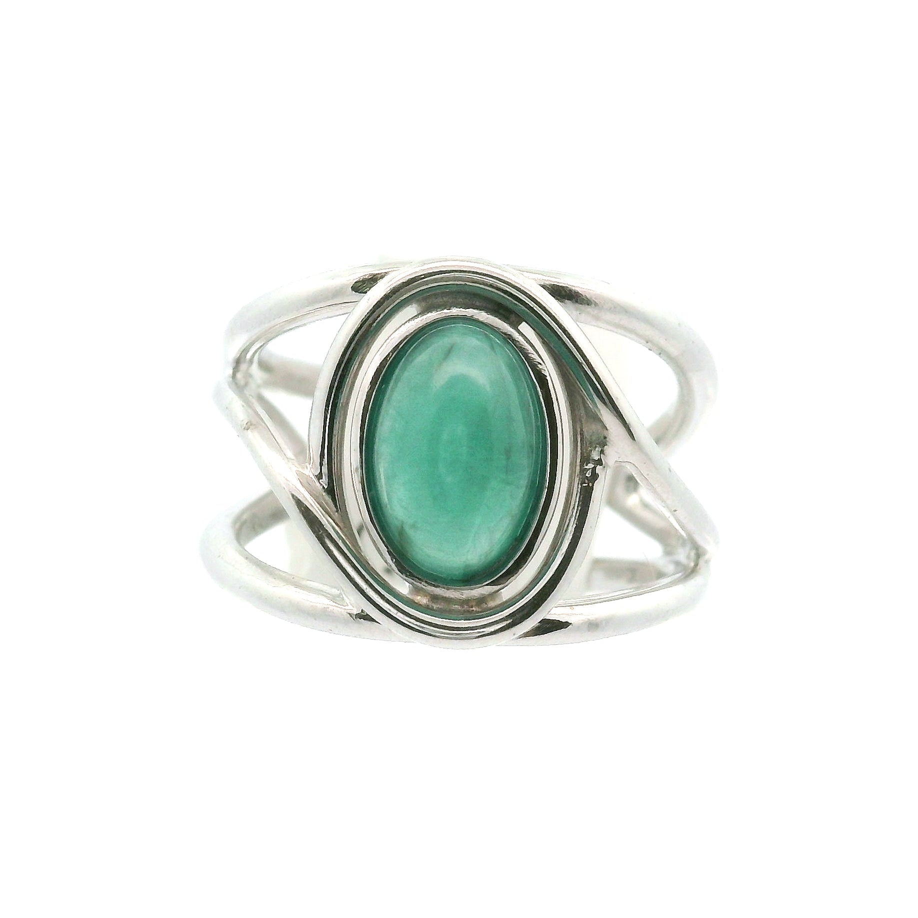 Cats Eye Blue Apatite Midi Cuff Ring .925 Silver for Overall Health and Wellness