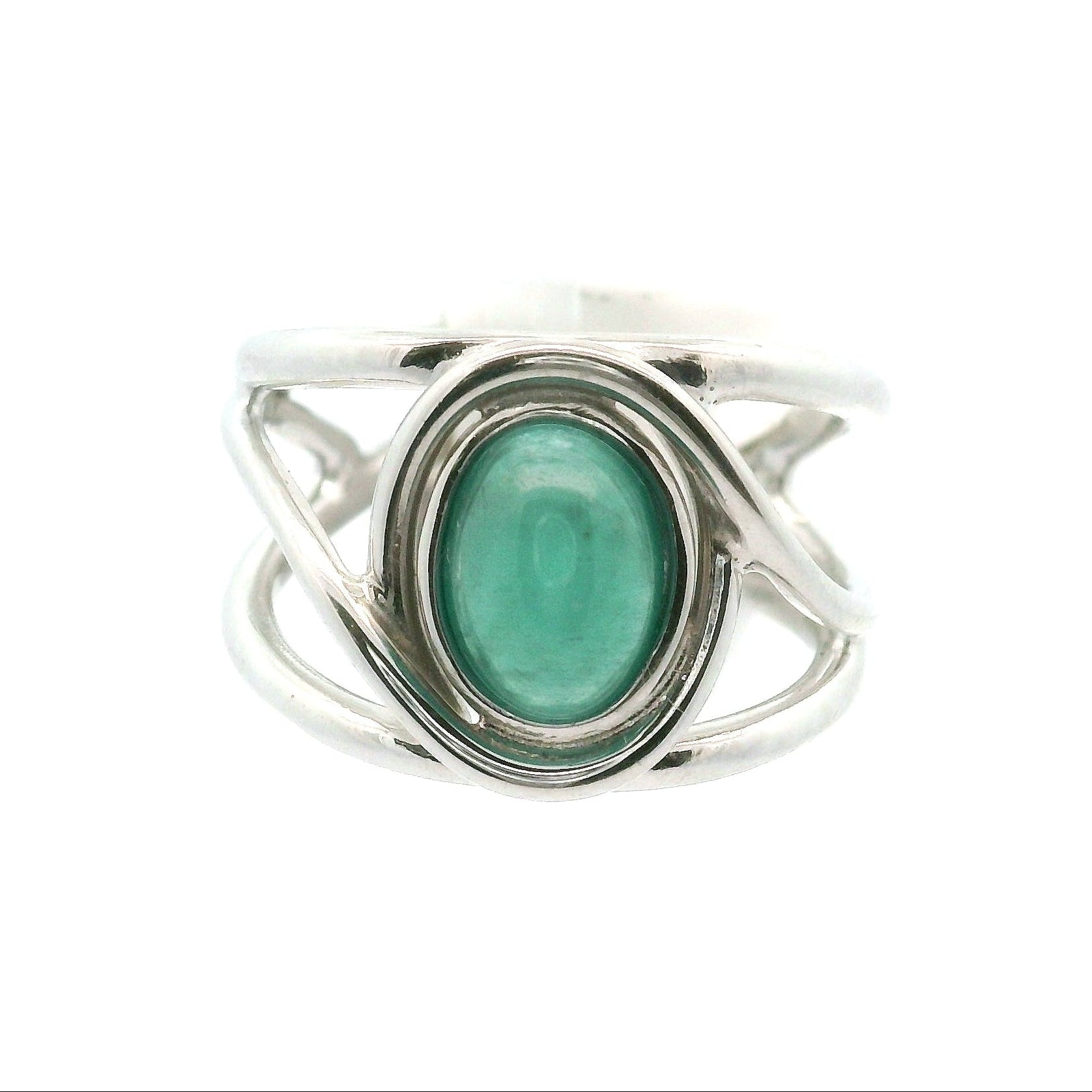 Cats Eye Blue Apatite Midi Cuff Ring .925 Silver for Overall Health and Wellness